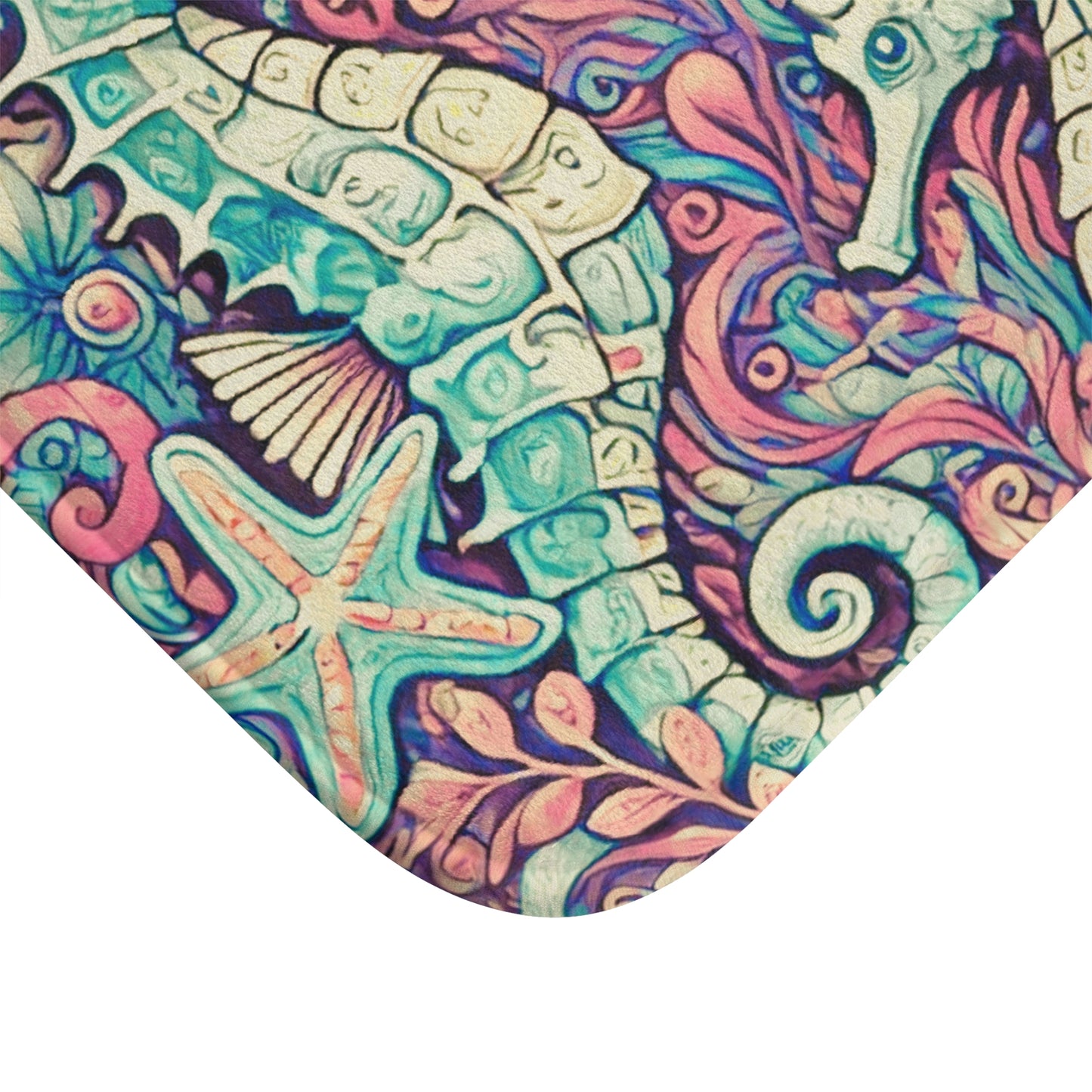 Seahorse Trio/Retro Bath Mat, 2 Sizes - Tropical Vibes for Home Decor