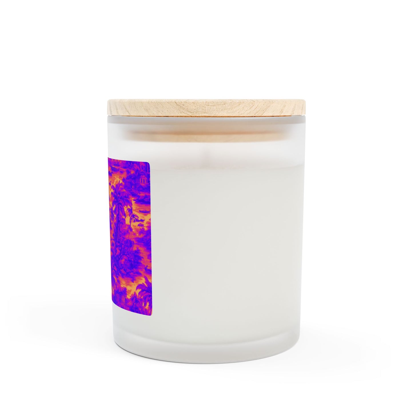 Frosted Glass Candle, 11oz, Crazy Cool Tropical Toile