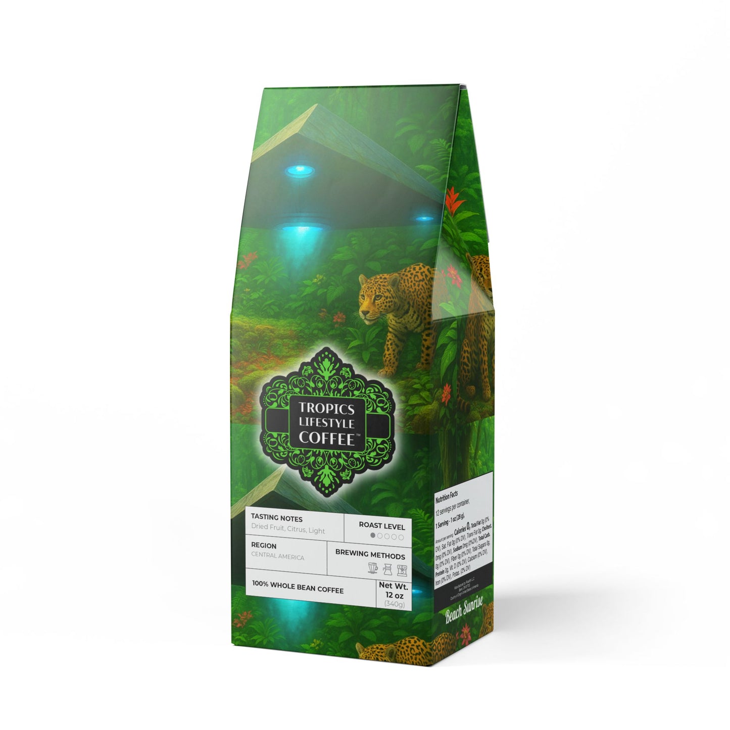 Beach Sunrise Blend™ (Light Roast) Specialty Grade Craft Coffee / Rainforest UFO and Jaguars