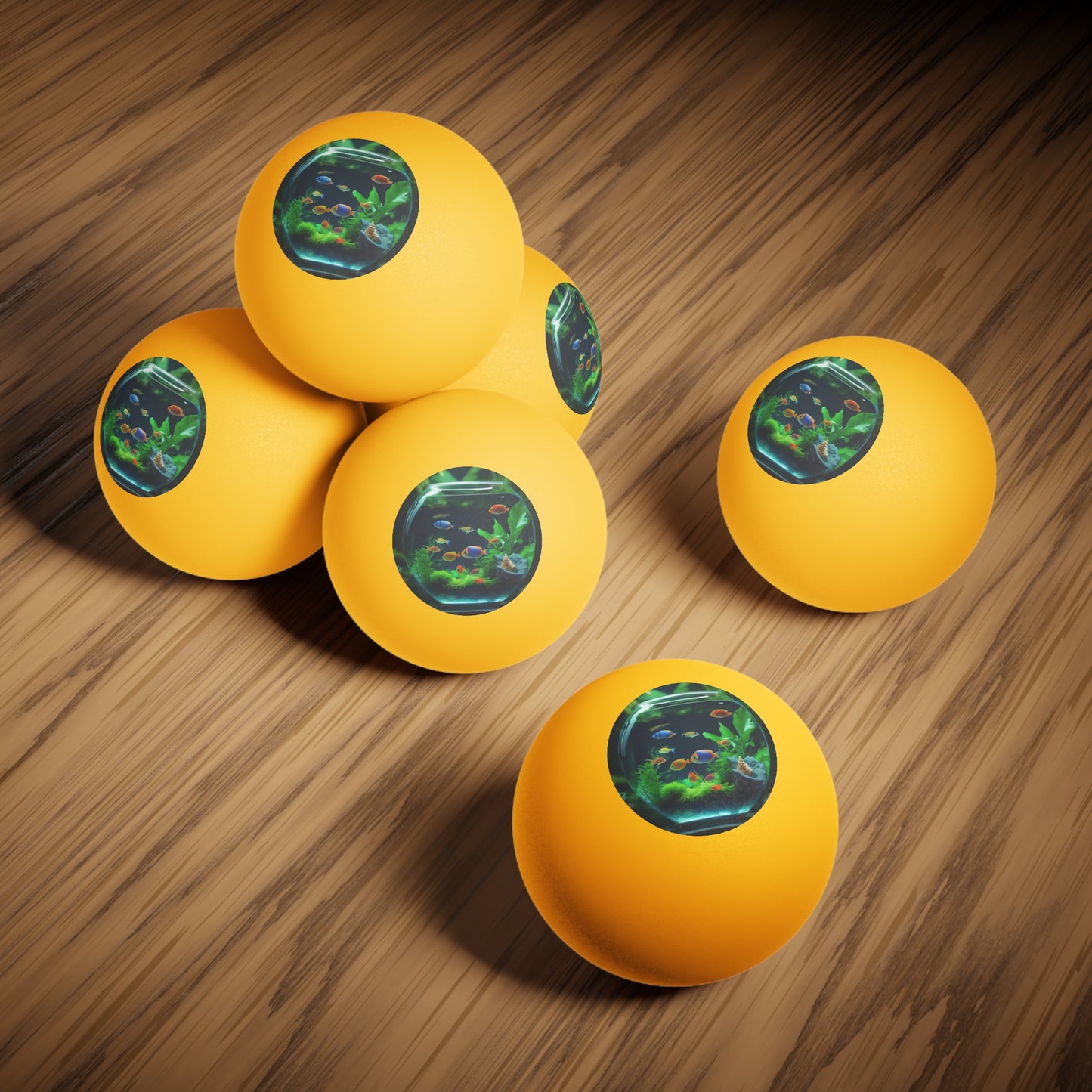 Tropical Paradise Ping Pong Balls - 6 Pack with Tropical Fish Bowl/Orange