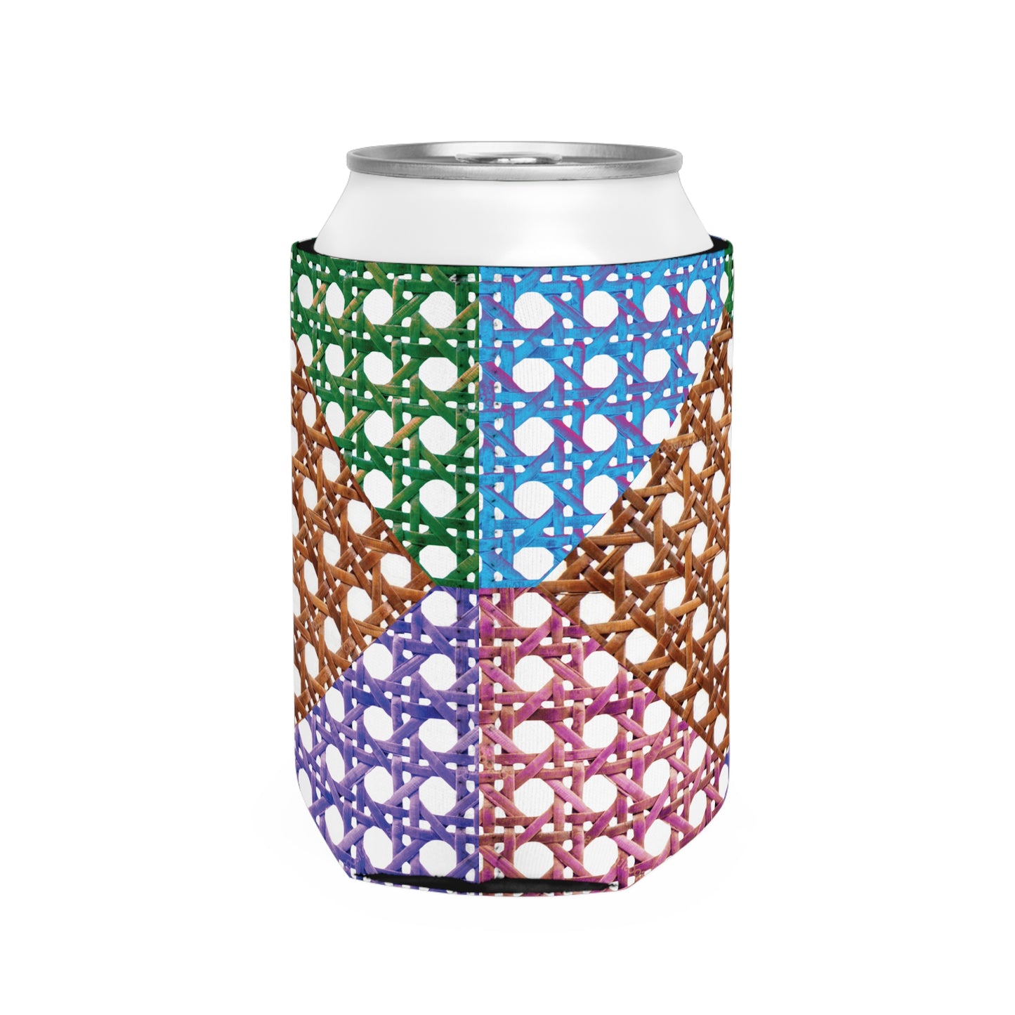 Patchwork Beach Chair Wicker Can Cooler Sleeve - Perfect for Outdoor Picnics