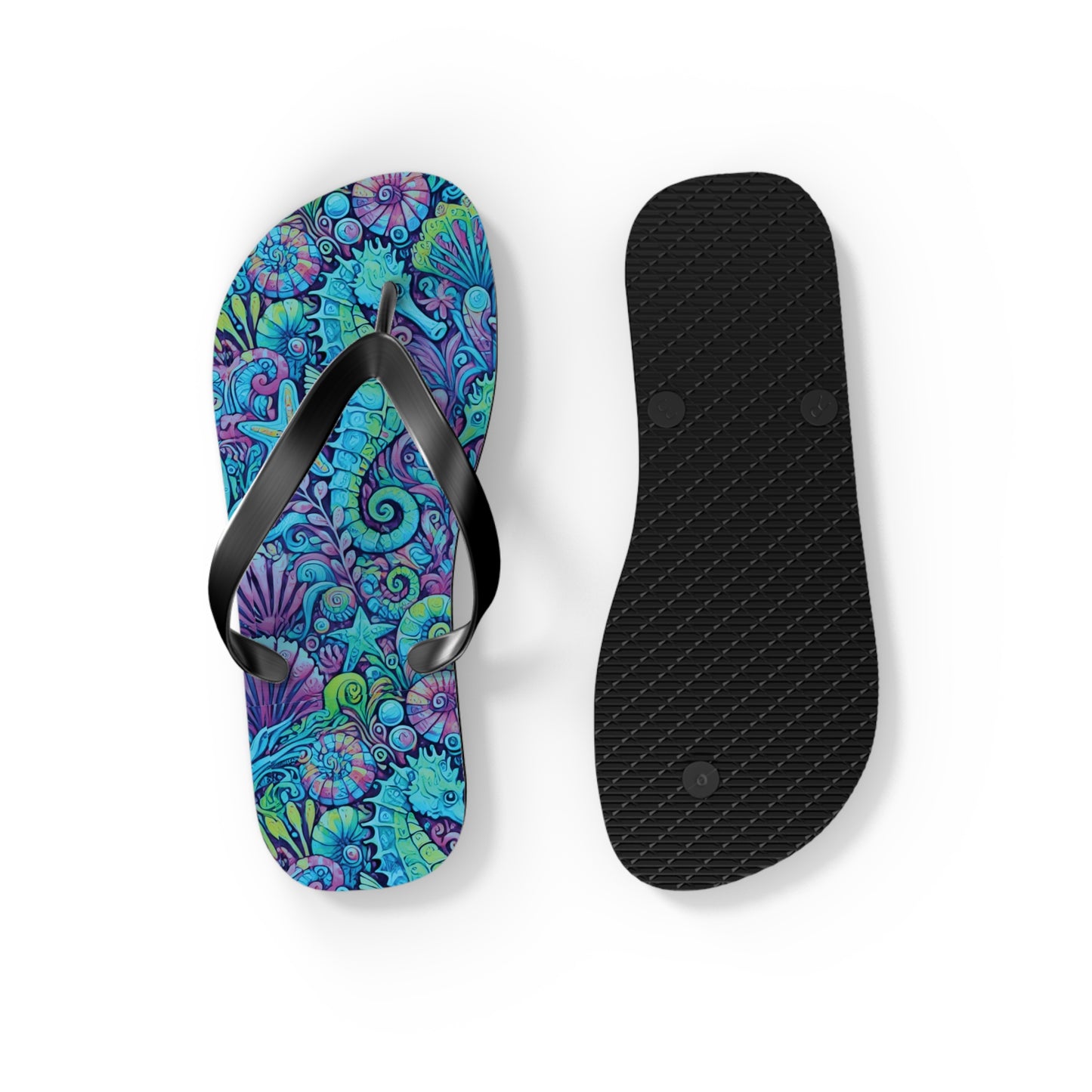 Flip Flops - Seahorses/Turquoise Pop