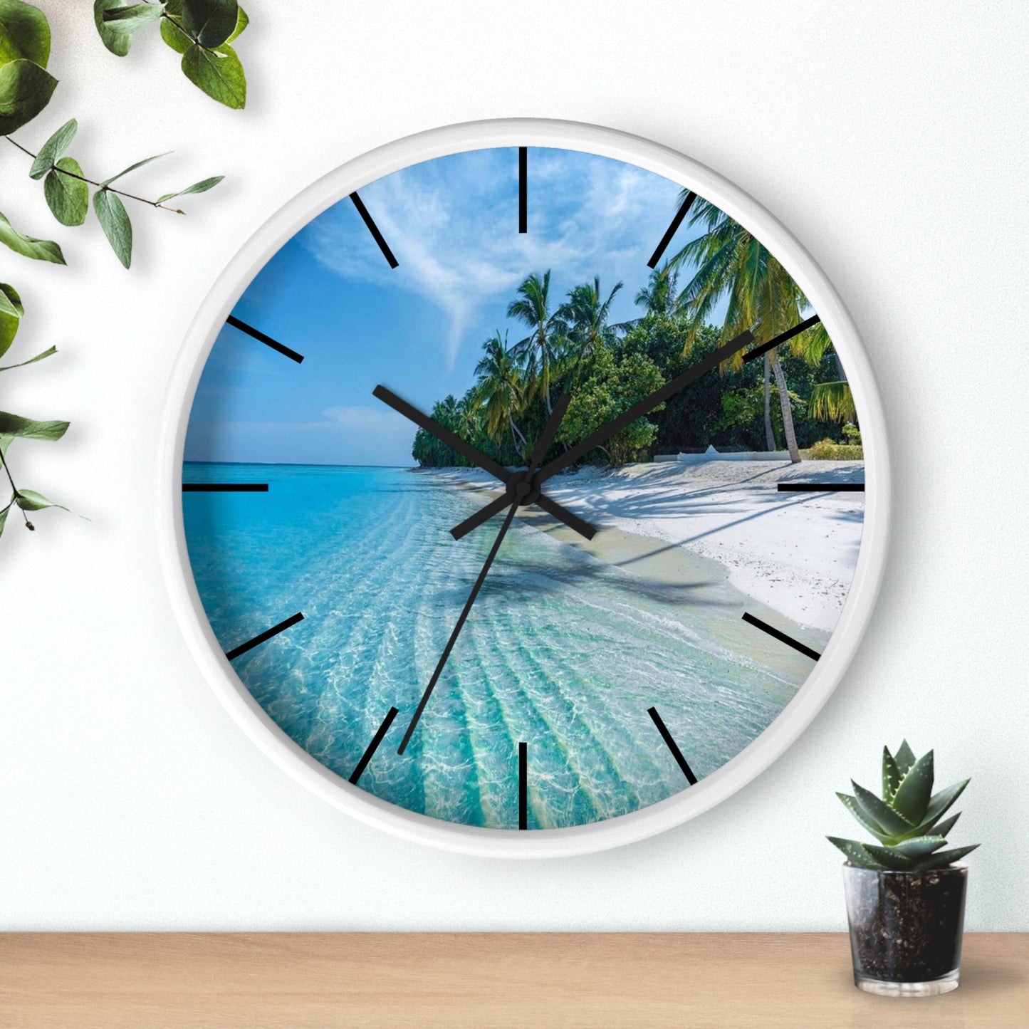 Wall Clock, Calming Private Beach, Hands/Base Variants