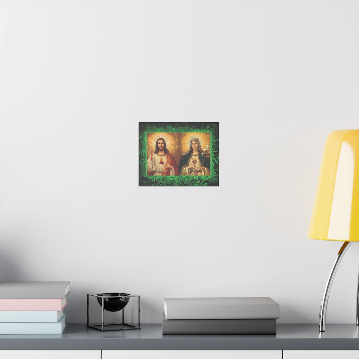 "Tropical Glow Jesus and Mary" Religious Canvas Artwork - Stretched Canvas Print / Byzantine Icons