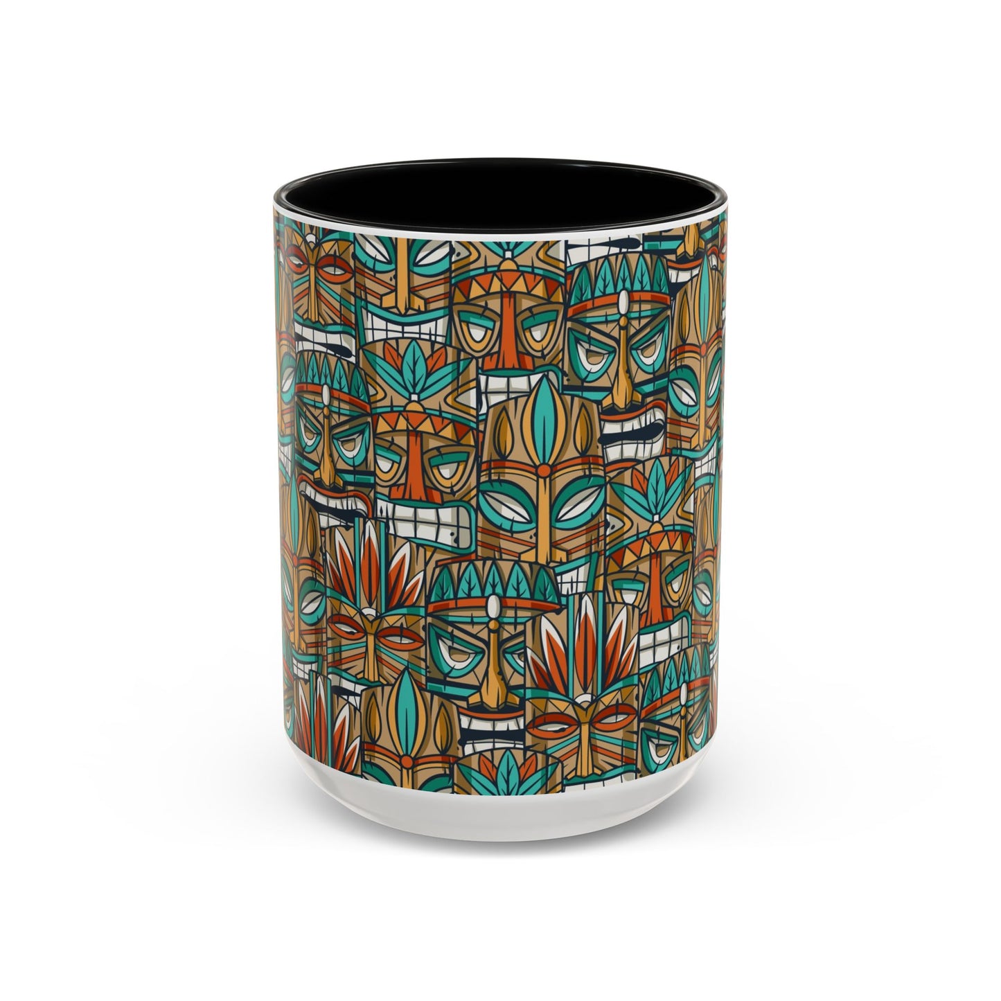 Accent Coffee Mug (11, 15oz), 8 Colors - Turquoise Tiki Party