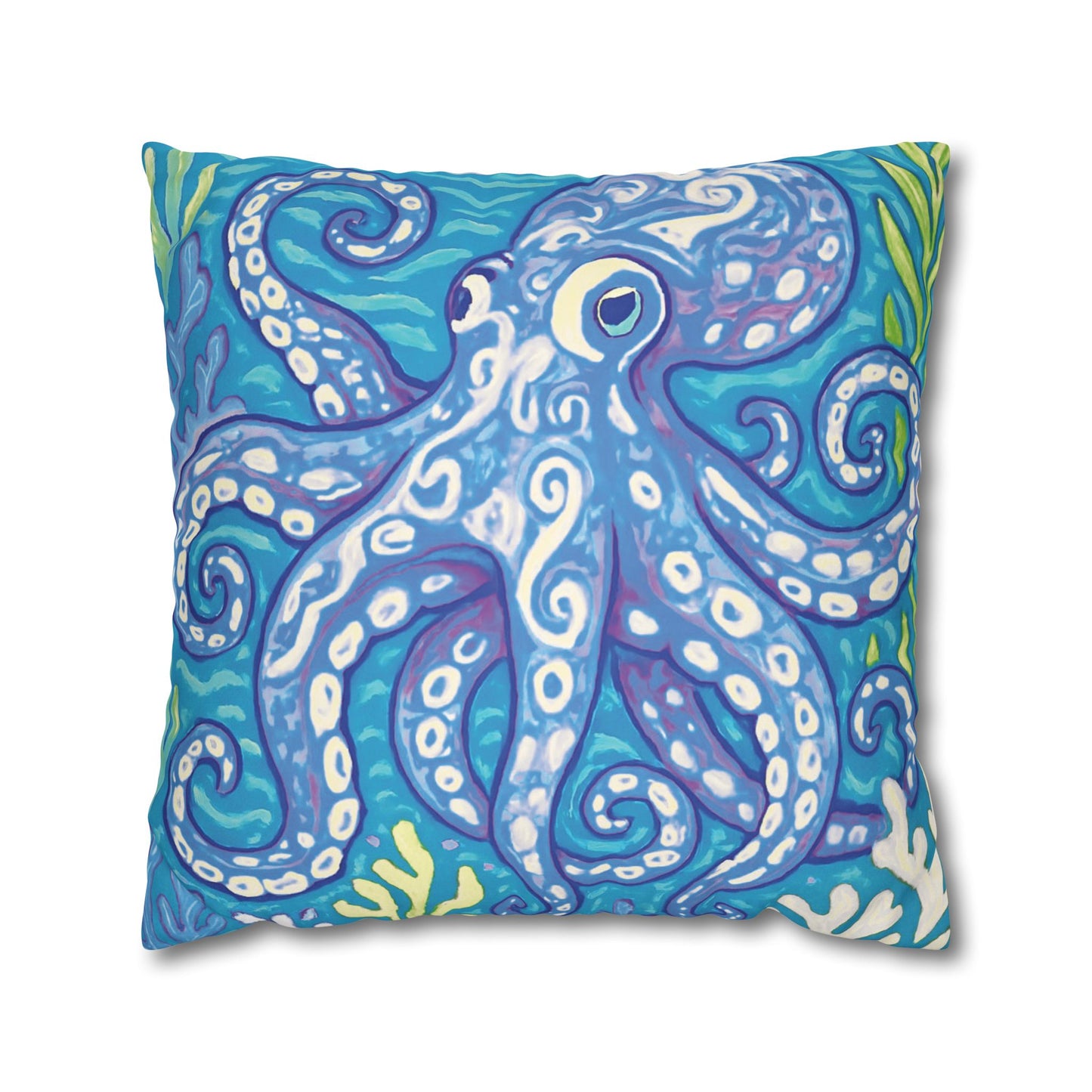 Faux Suede Square Pillowcase - Blue Kraken Joe