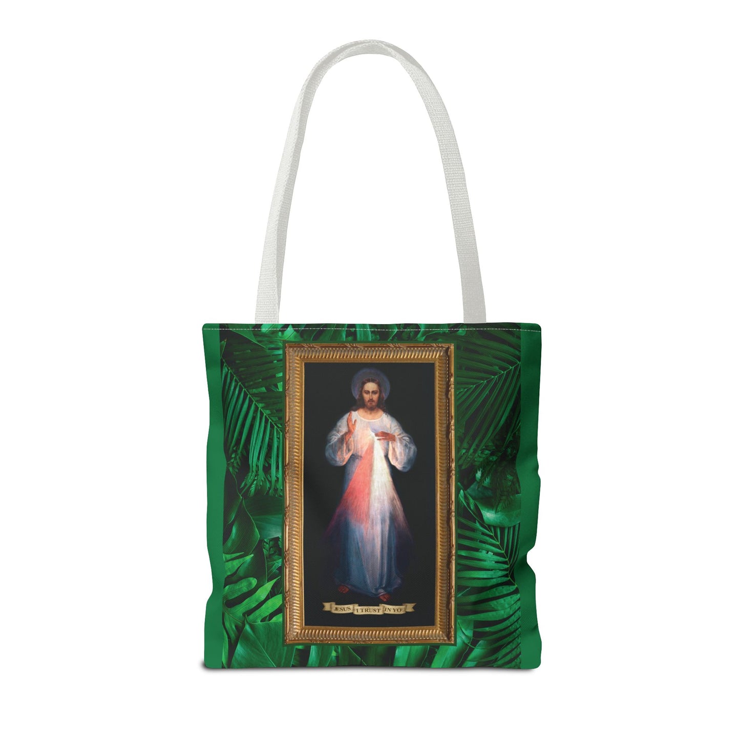 Religious Divine Mercy Tropical Tote Bag - 3 Sizes