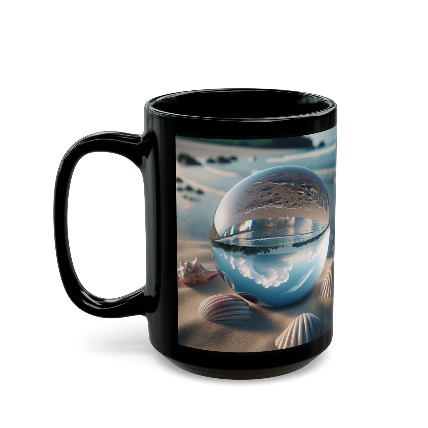 Black Coffee Mug - Beach Illusion Ball