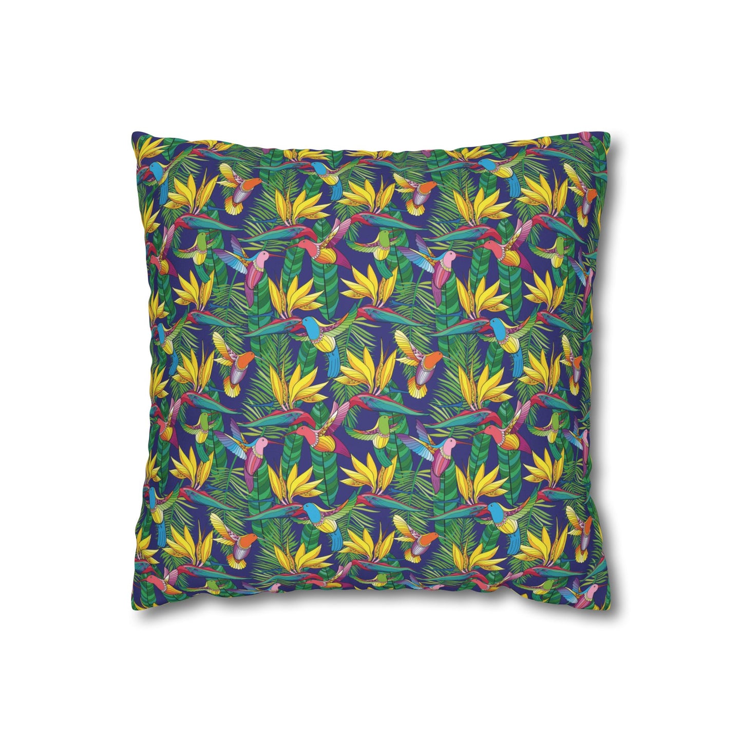 Faux Suede Square Pillowcase - Bird of Paradise Toile