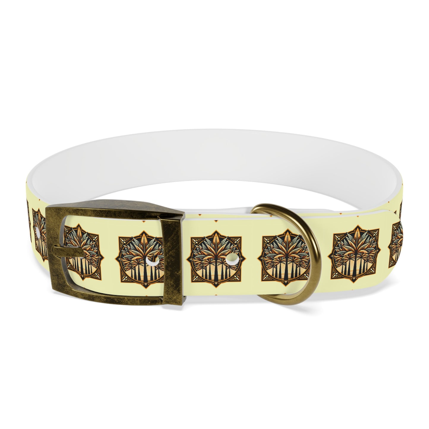 Dog Collar - Deco Palm Trees, Buttercream