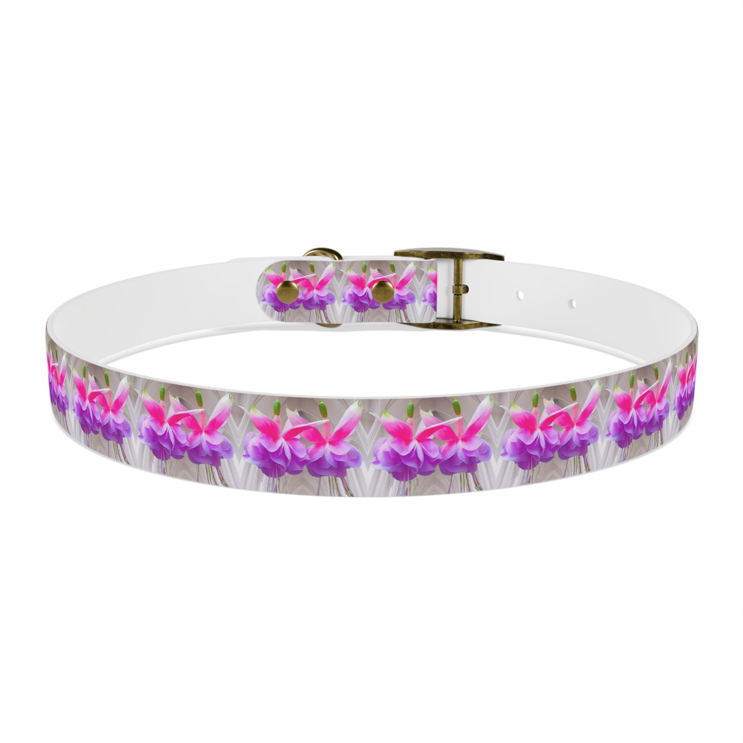 Dog Collar - Two Pink Fuchsias / Gothic, Kaleidoscope