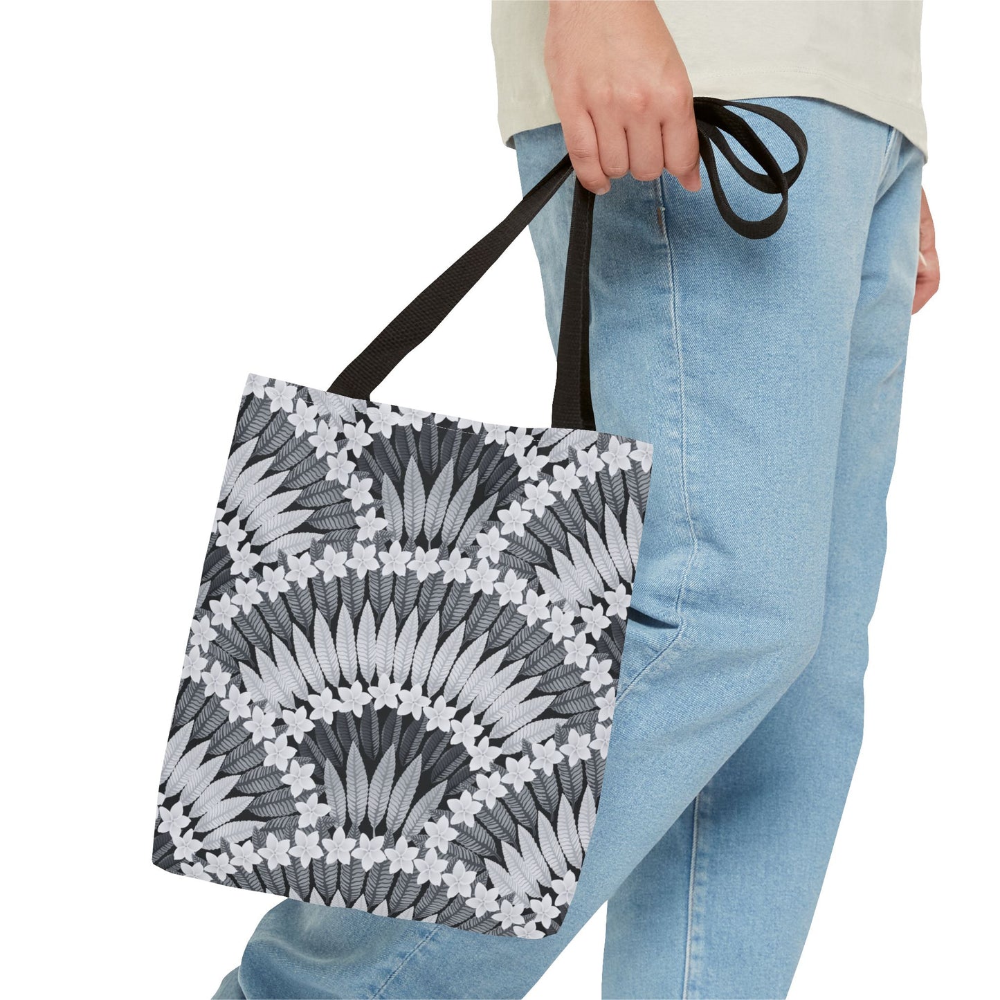 Plumeria and Palms BlackTote Bag - 3 Sizes