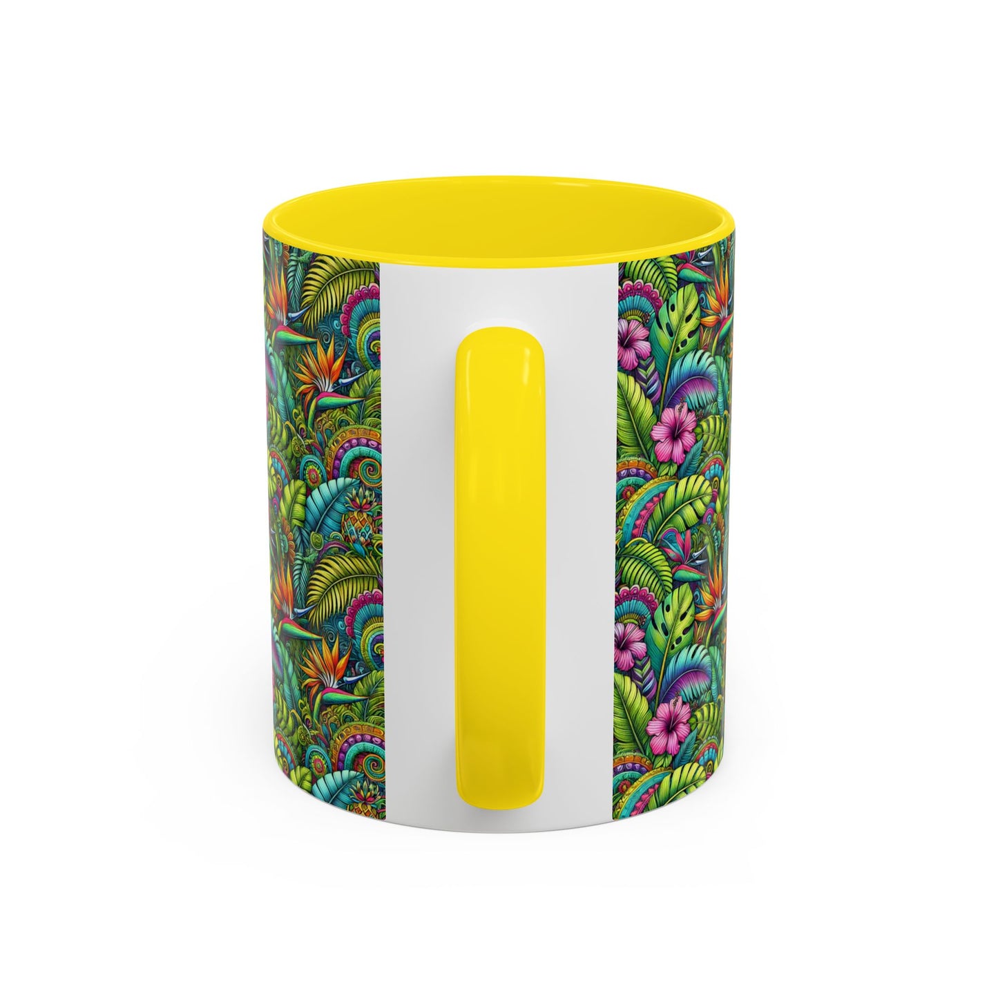 Accent Color Coffee Mug (11, 15oz), Rainforest Blooms, Various Colors