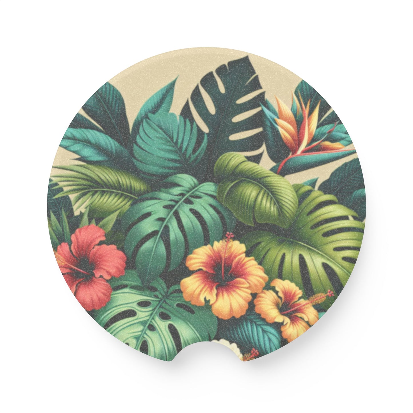 Soapstone Car Coaster - Exotic Flora
