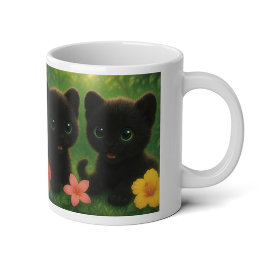 Jumbo Mug, 20oz, Rainforest Baby Jaguars | Tropical Coffee Cup