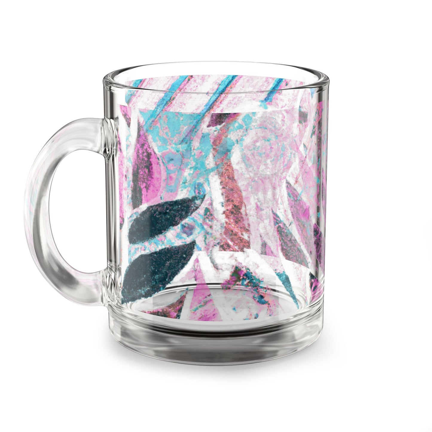 Tropical Glass Mug - 10oz Coffee Cup / Amazon Whimsy, Pink