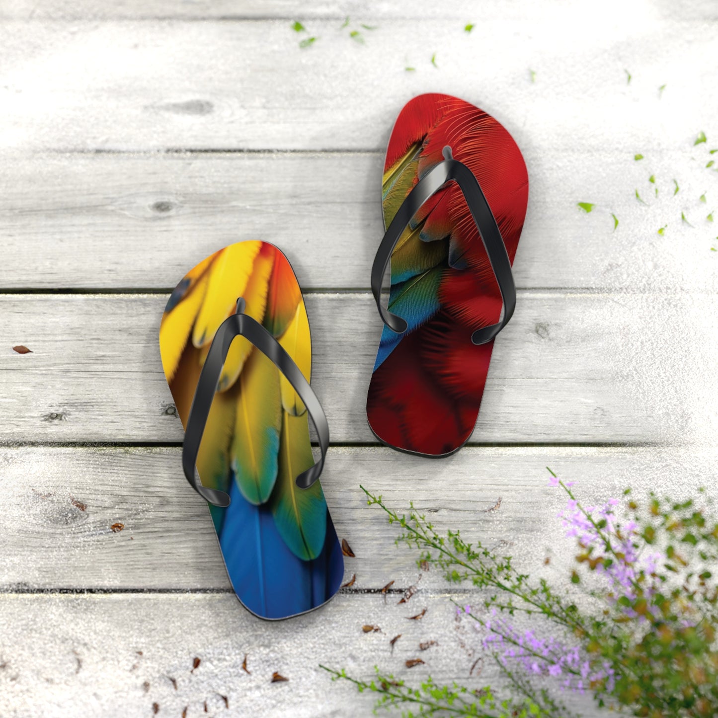 Flip Flops - Macaw Feathers