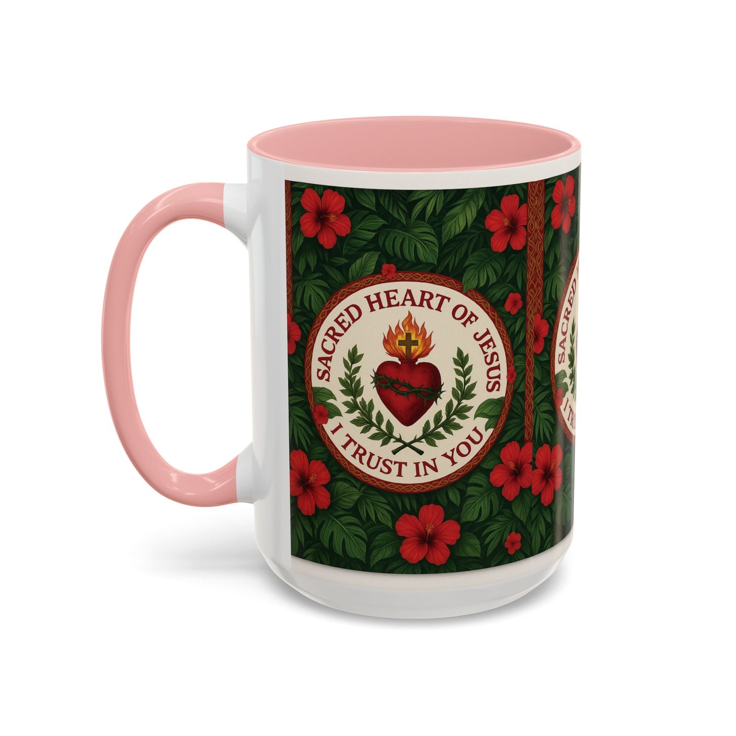 Religious Accent Color Coffee Mug (11, 15oz) / Sacred Heart of Jesus Prayer, Various Colors