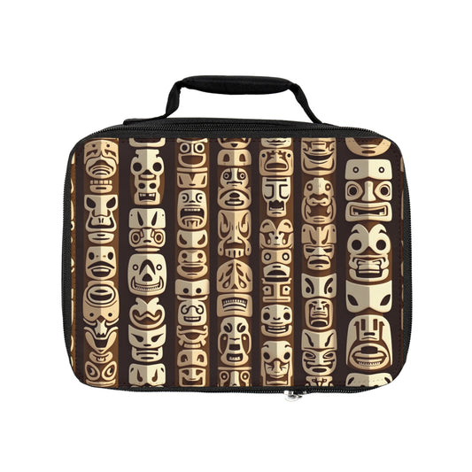 Funny Tiki Totems Lunch Bag - Eco-Friendly Insulated Tote, Adult and Child Lunchbox / Perfect for Picnics, Beach Outings