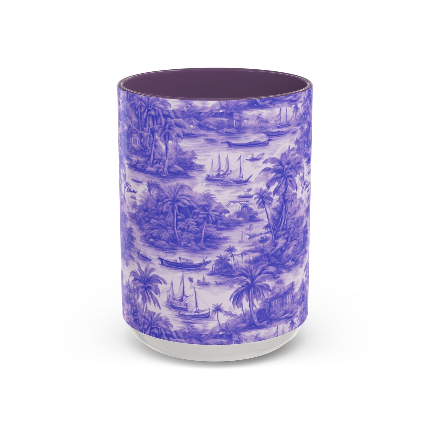 Accent Coffee Mug (11, 15oz), 8 Colors - Tropical Toile #1, purple