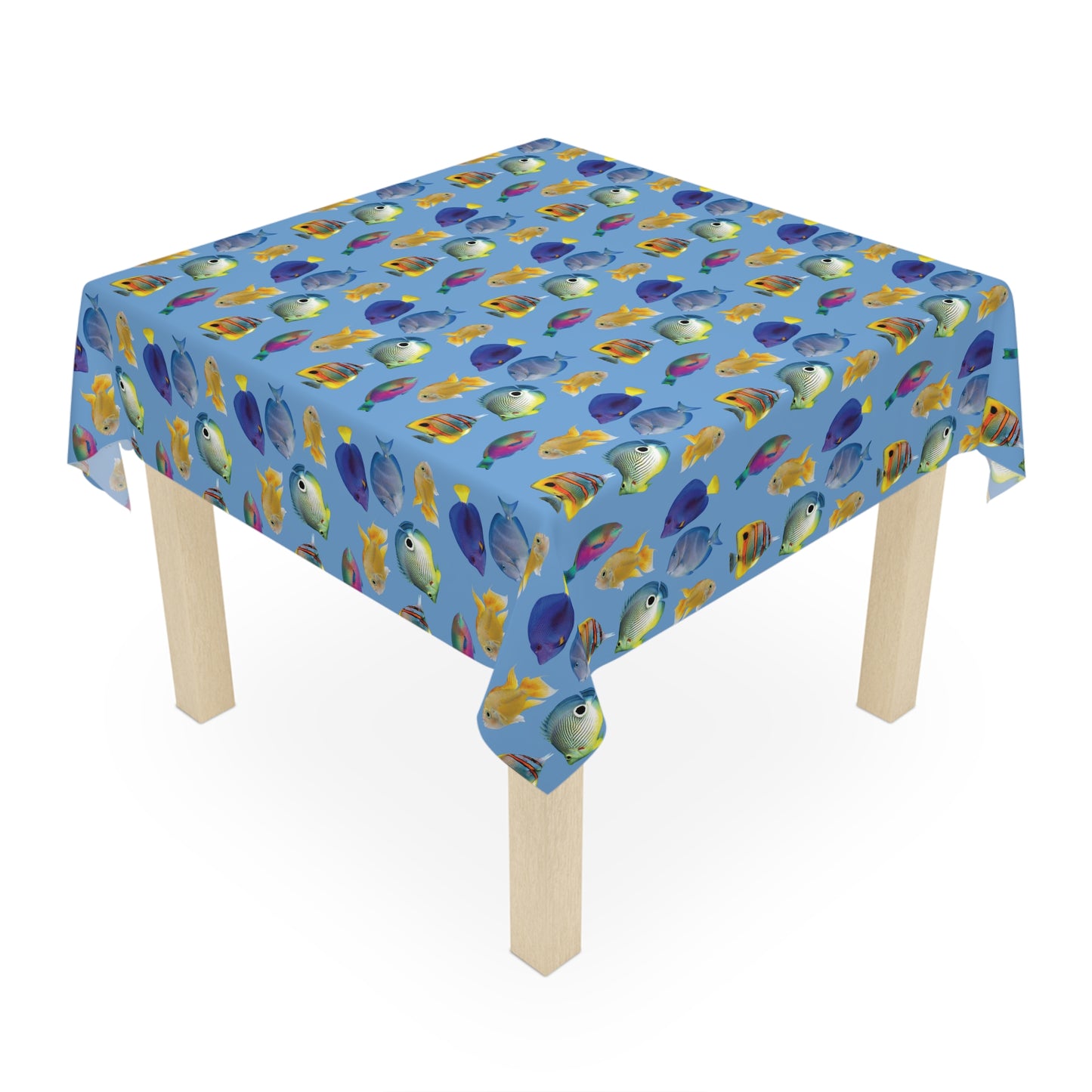 School of Fish/Lt. Blue Tablecloth, 55" x 55"