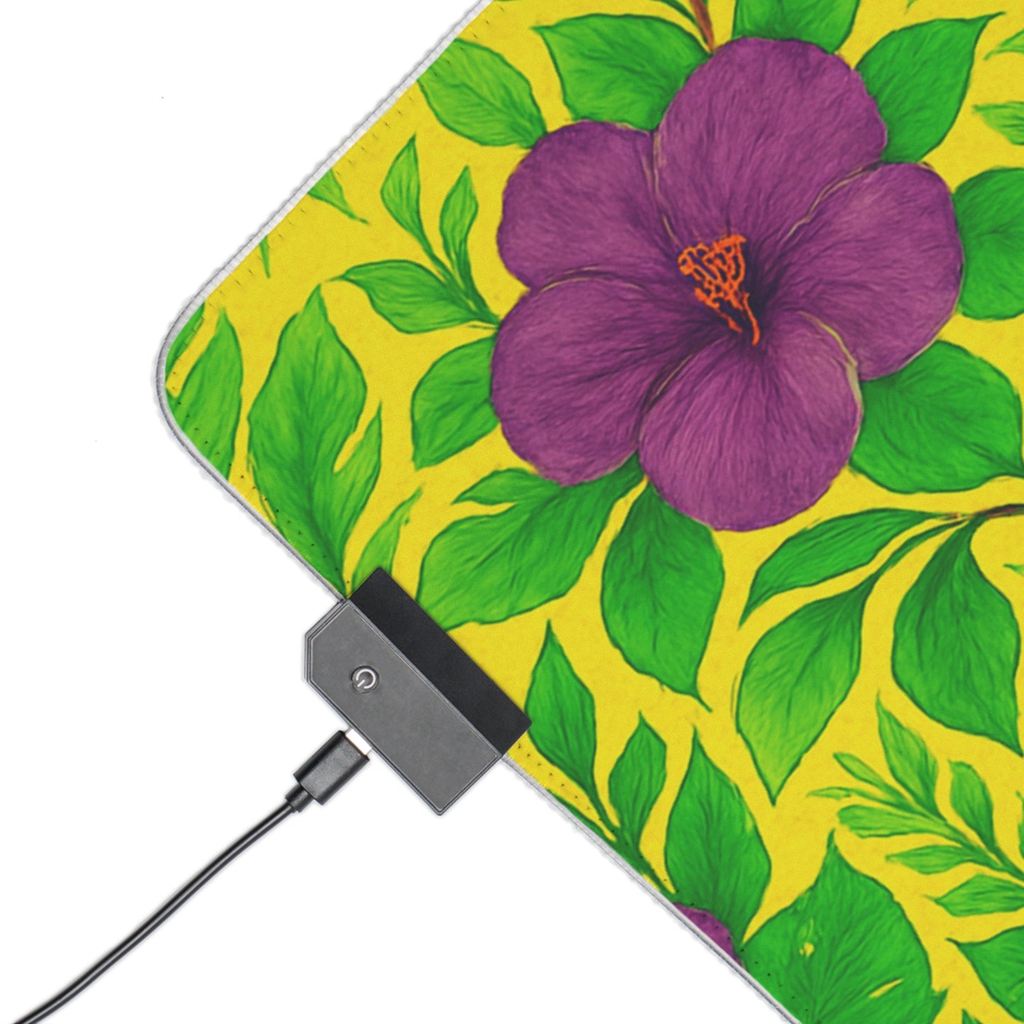 LED Gaming Mouse Pad With Vibrant RGB Lighting, 4 Sizes / Midnight Flower Yellow