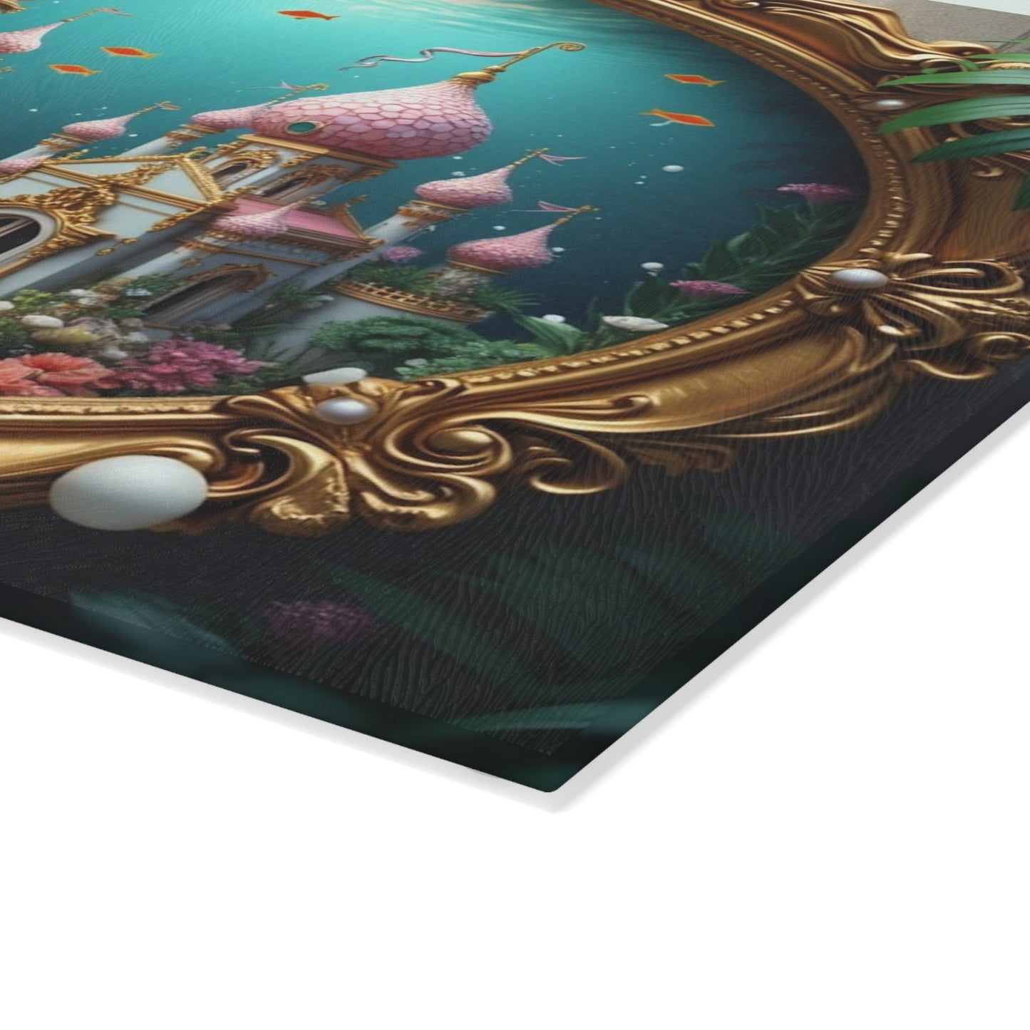 Glass Cutting Board, 2 sizes - Mermaid Palace, Caribbean Sea