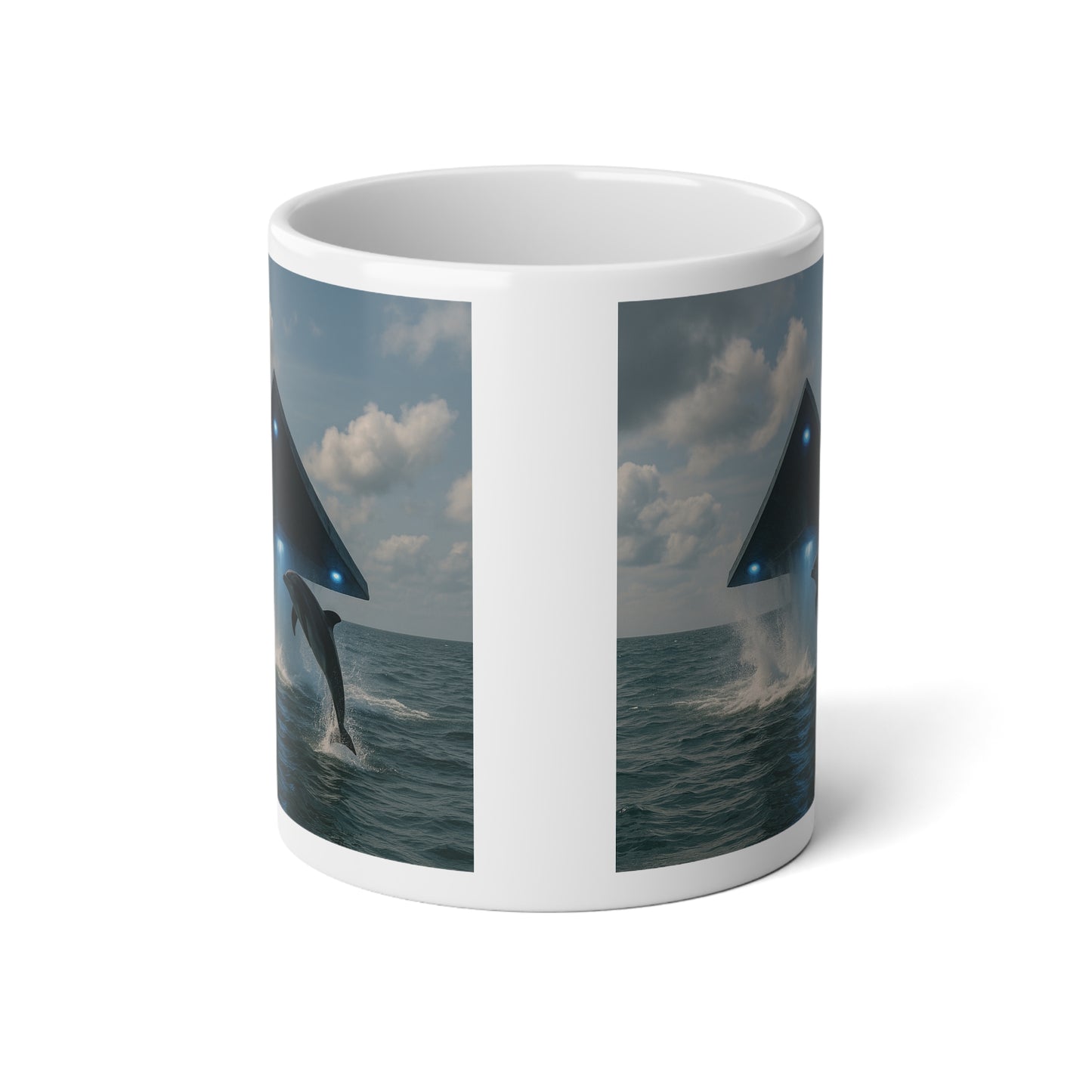 Jumbo Mug, 20oz, UFO and Dolphin | Tropical Coffee Cup