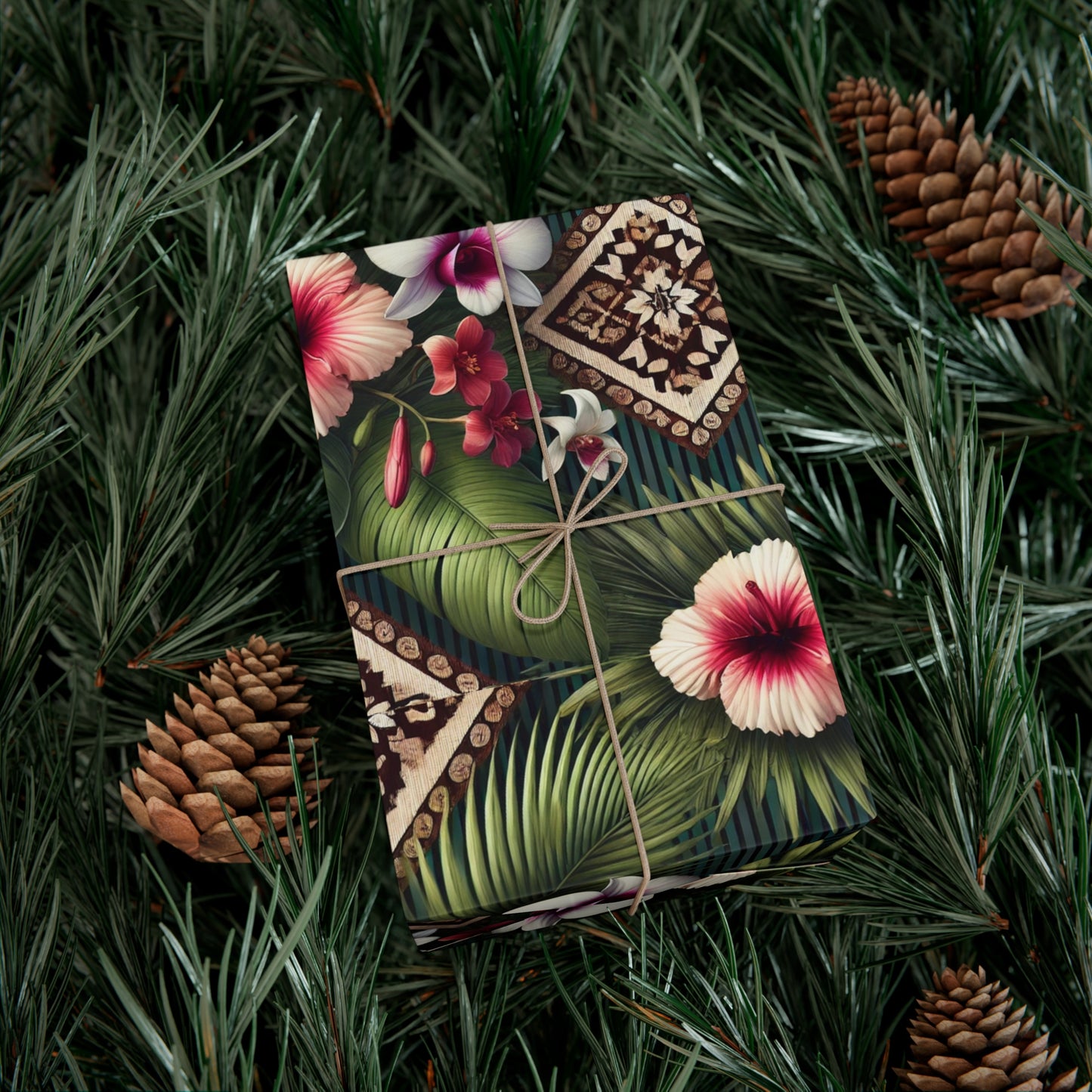 Wrapping Paper - Tropical Gift Wrap for All Occasions / 3 Sizes, 2 Finishes / Tiki Orchids