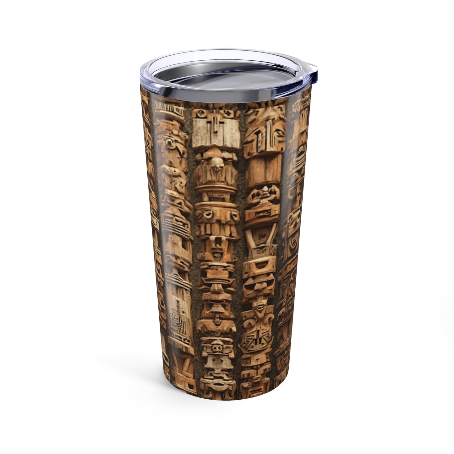 20oz Glossy Tumbler, Stainless Steel / Ancient Tiki Totems