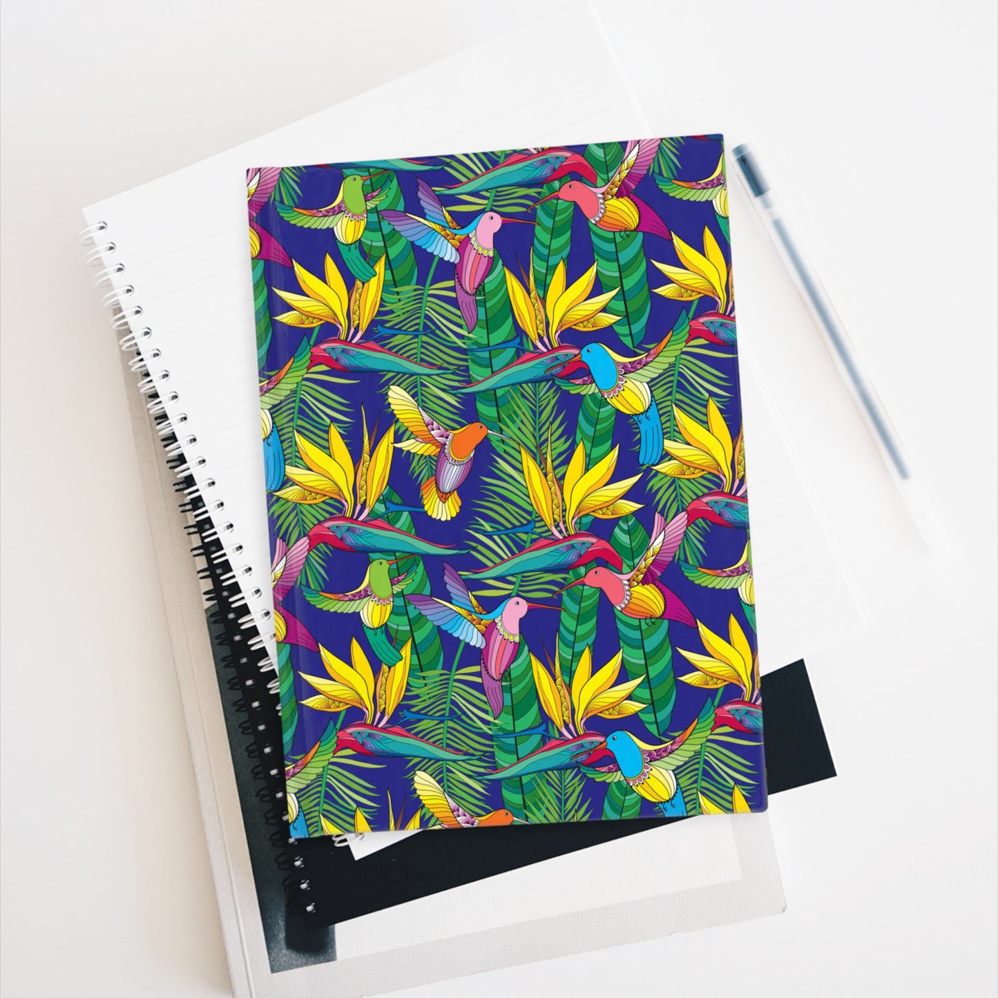 Tropical Hummingbird Hardcover Journal - Vibrant Floral Design, Perfect for Creative Souls