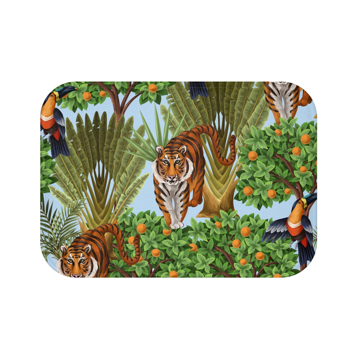 Tropical Bath Mat | Fun and Colorful Bathroom Decor / Tiger Haven, Blue