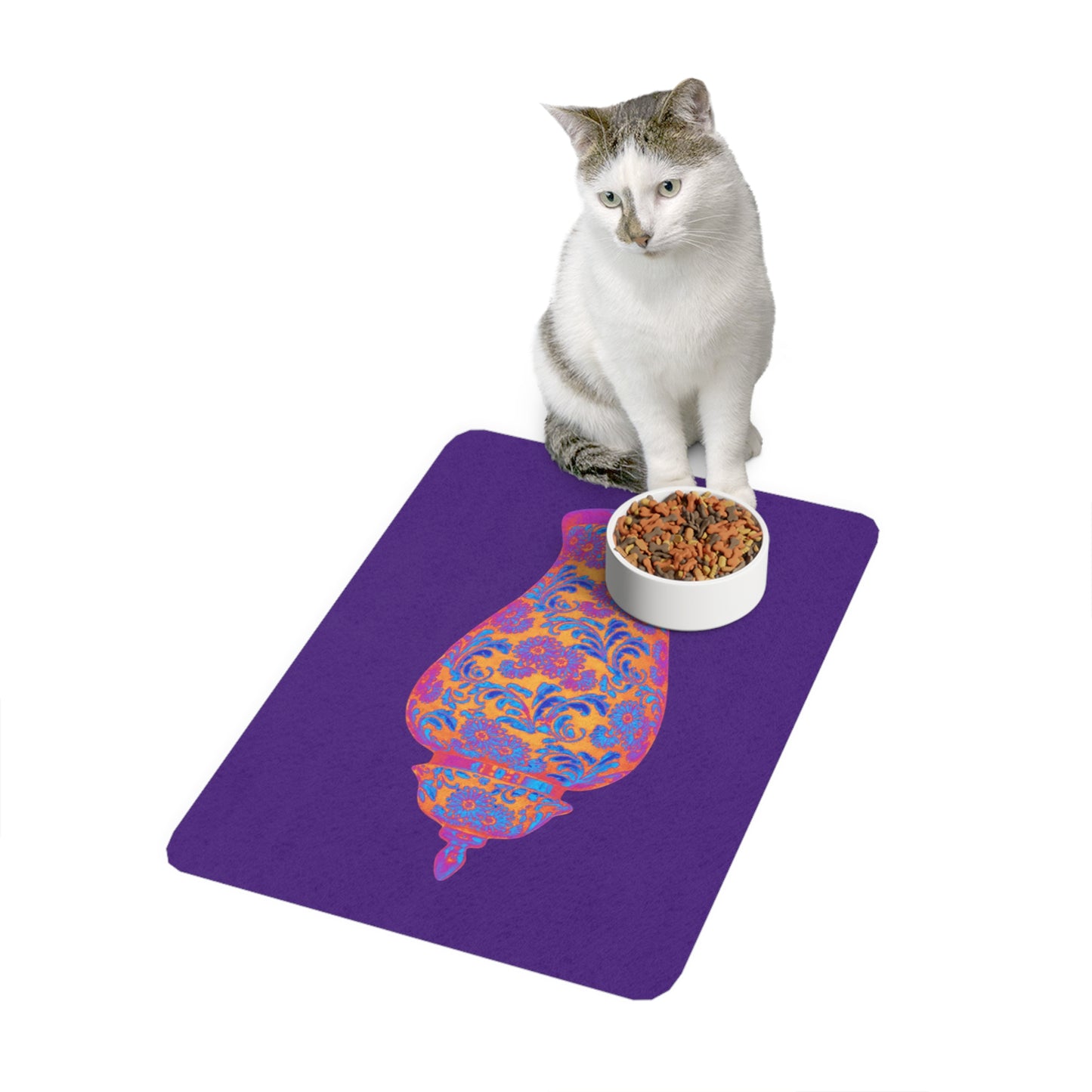 Pet Food Mat (12x18), Heatwave Ginger Jar macro purple