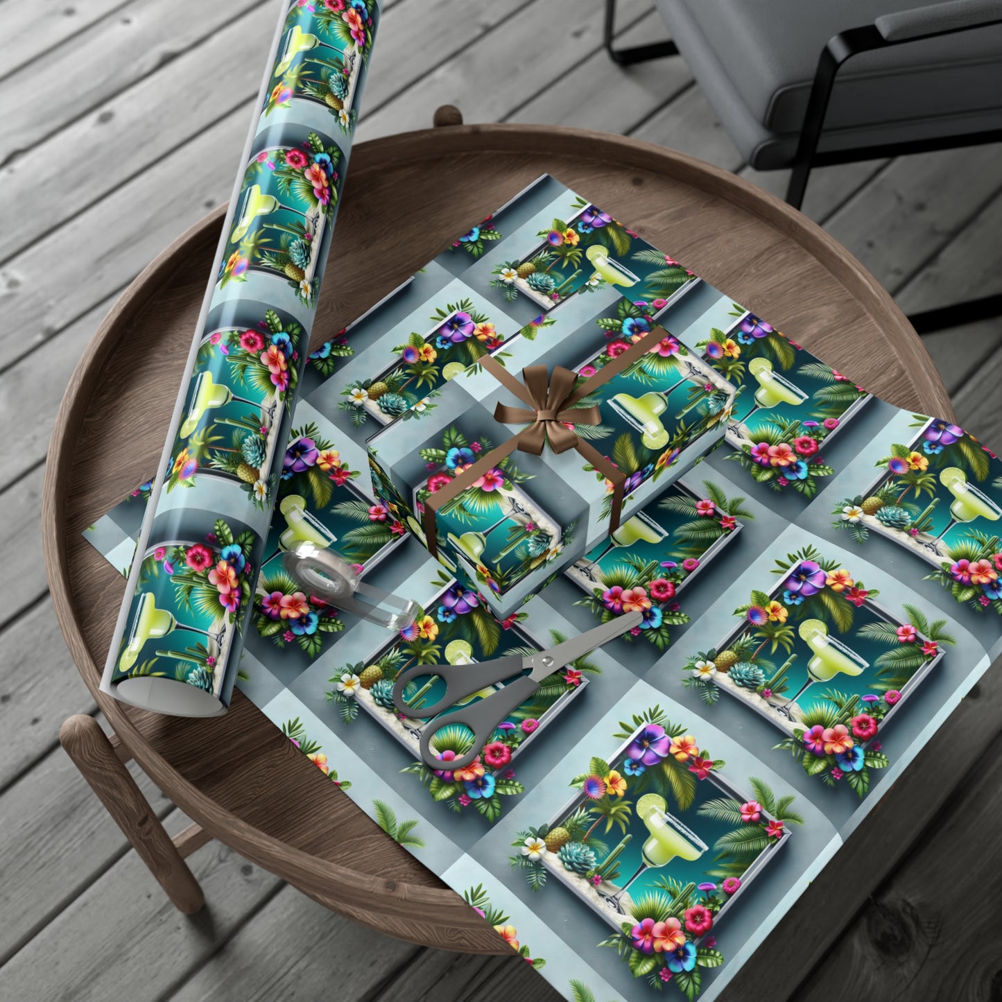 Wrapping Paper - Tropical Gift Wrap for All Occasions / 3 Sizes, 2 Finishes / Tropical Margarita