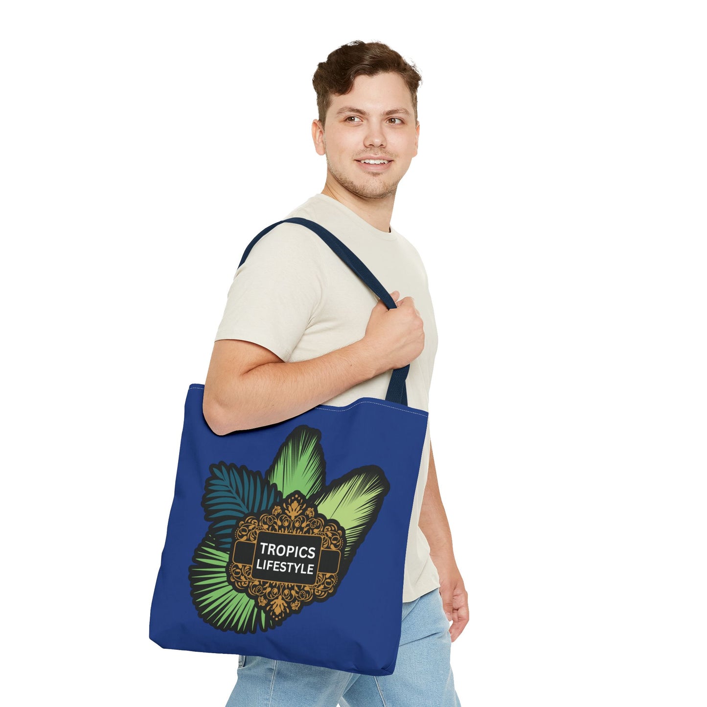 Elegant Tropics Lifestyle Logo Tote Bag - 3 Sizes, Dark Blue