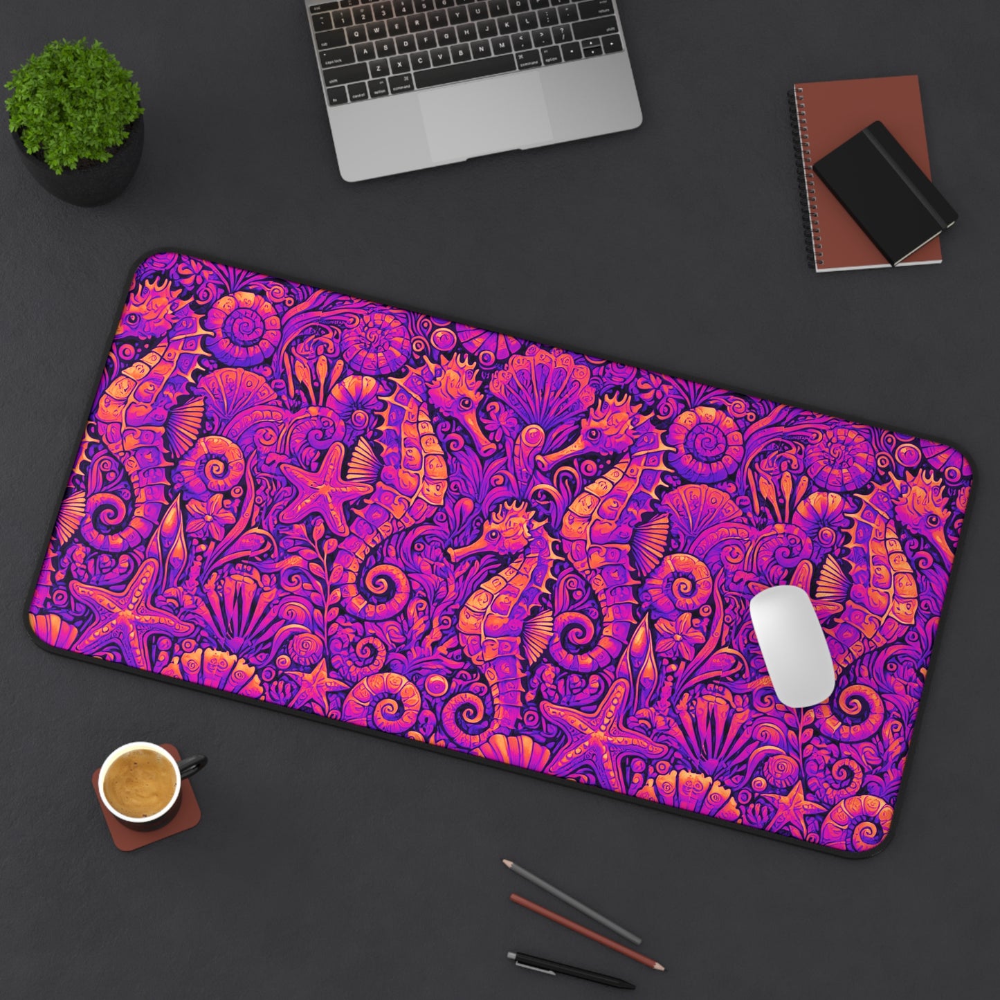 Tropical Mouse Pad/Desk Mat, 3 Sizes - Perfect for Home Office / Seahorses, Heatwave