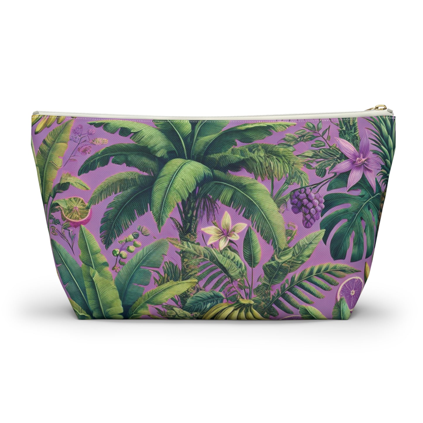 Tropical Accessory Pouch, 2 sizes | Makeup Bag | Perfect for Travel & Everyday Use / More Tropical Fruit, Deep Lilac