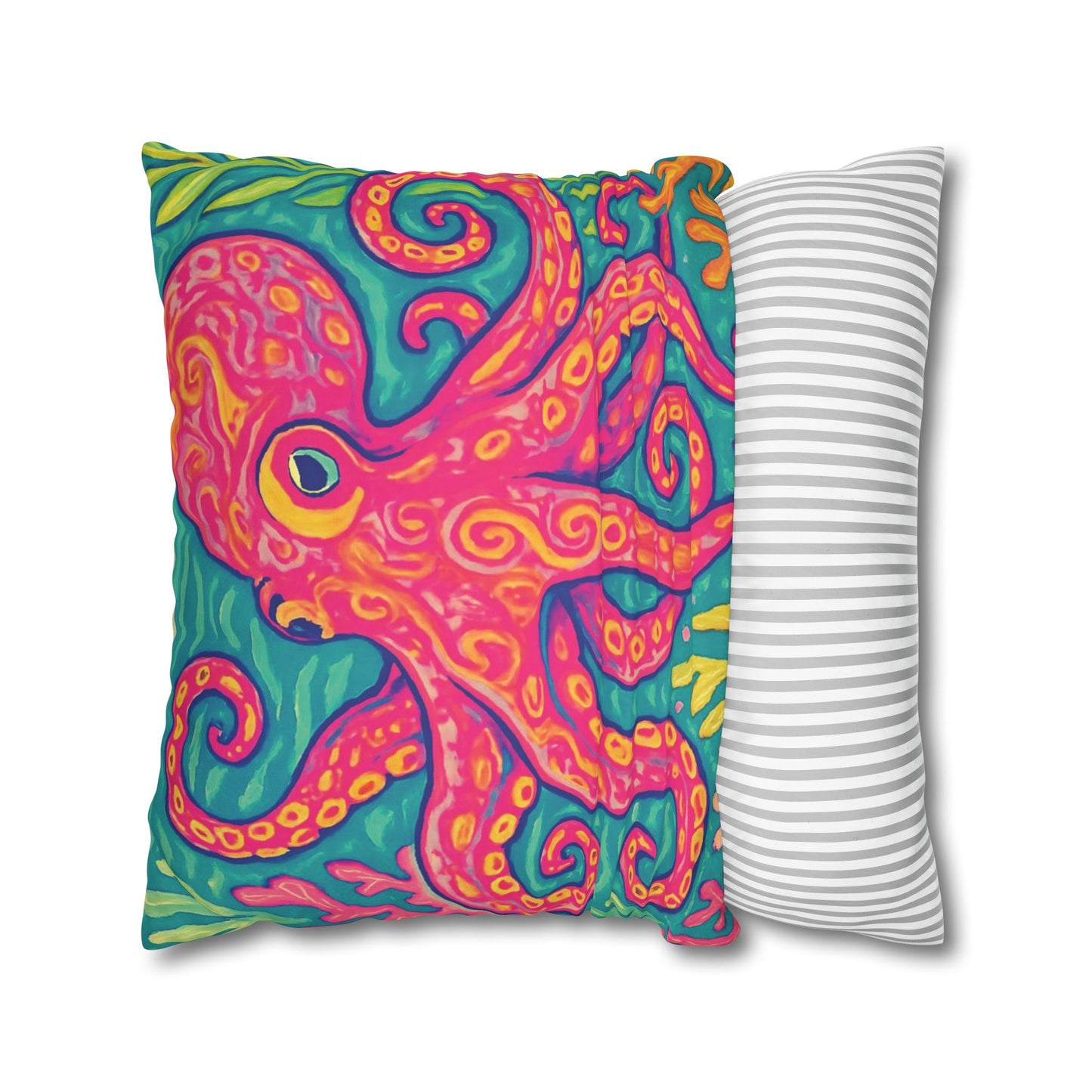 Faux Suede Square Pillowcase - Red Kraken Joe