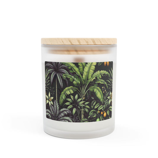 Frosted Glass Candle, 11oz - Tropical Fruit, Black