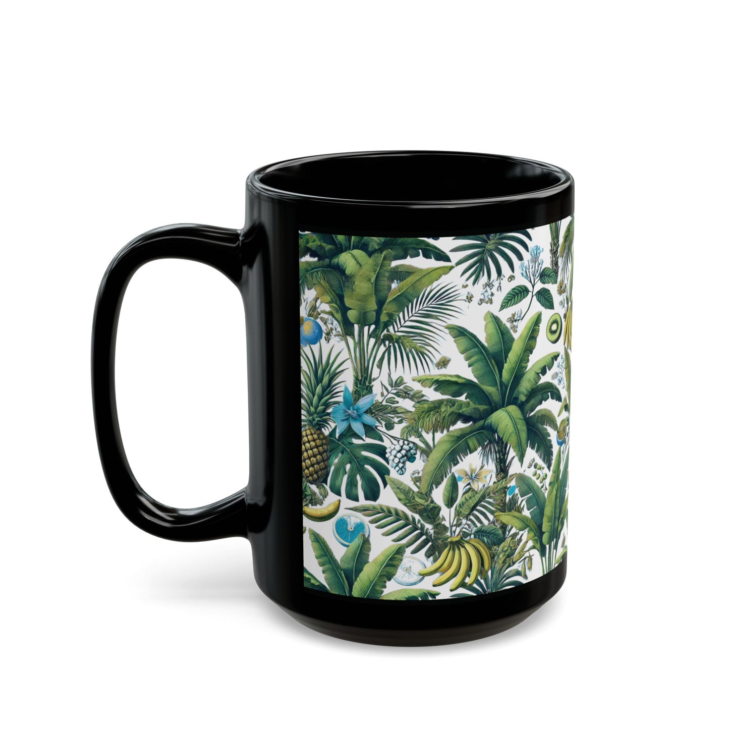 Black Coffee Mug - More Tropical Fruit, White