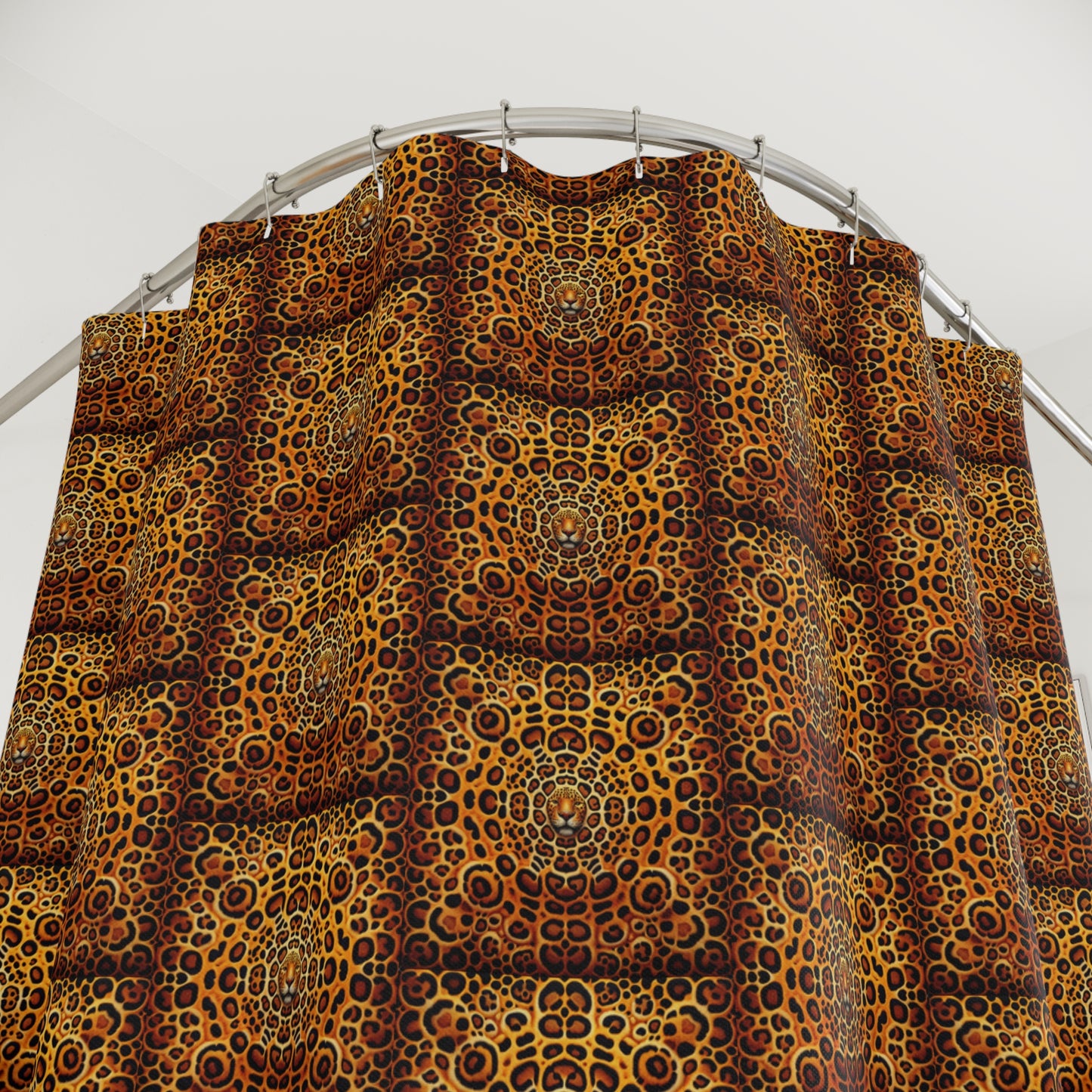 Tropical Shower Curtain - Rainforest Bathroom Decor / Kaleido Jaguar Spots