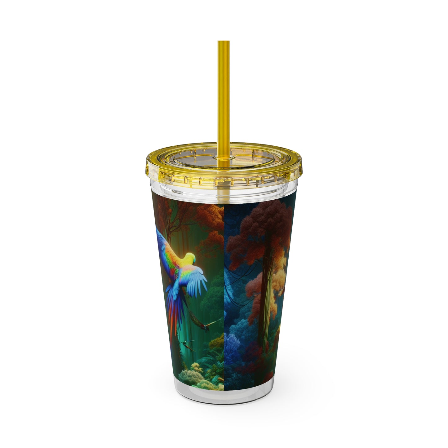 Tropical Tumbler with Straw | 16oz Colorful Travel Cup / Flight School