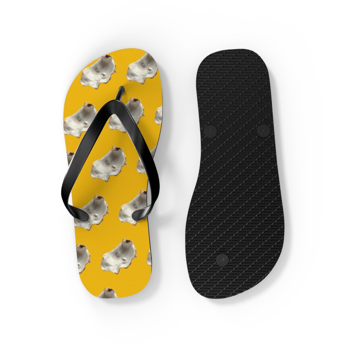 Flip Flops - White Pearl Oyster, yellow