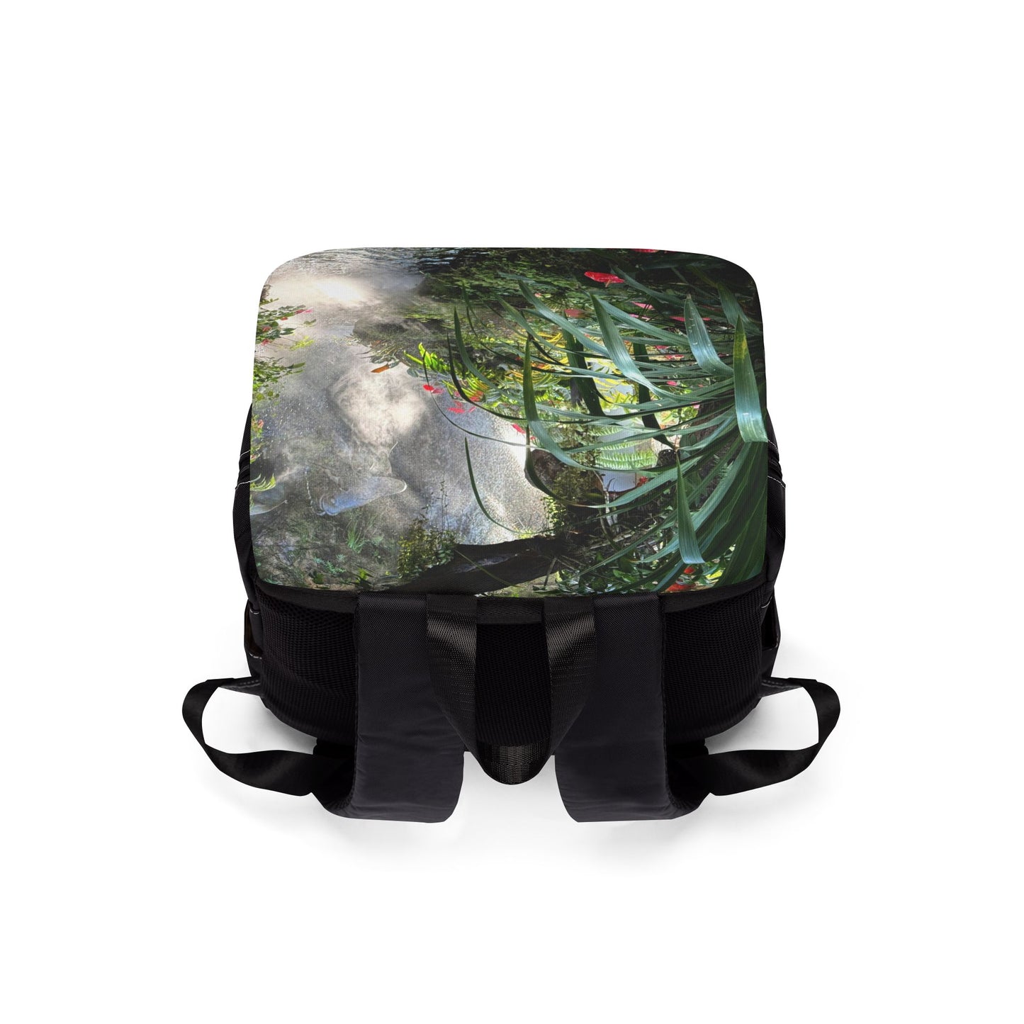 Tropical Floral Casual Backpack - Perfect for Everyday Adventures / Misty Rainforest River