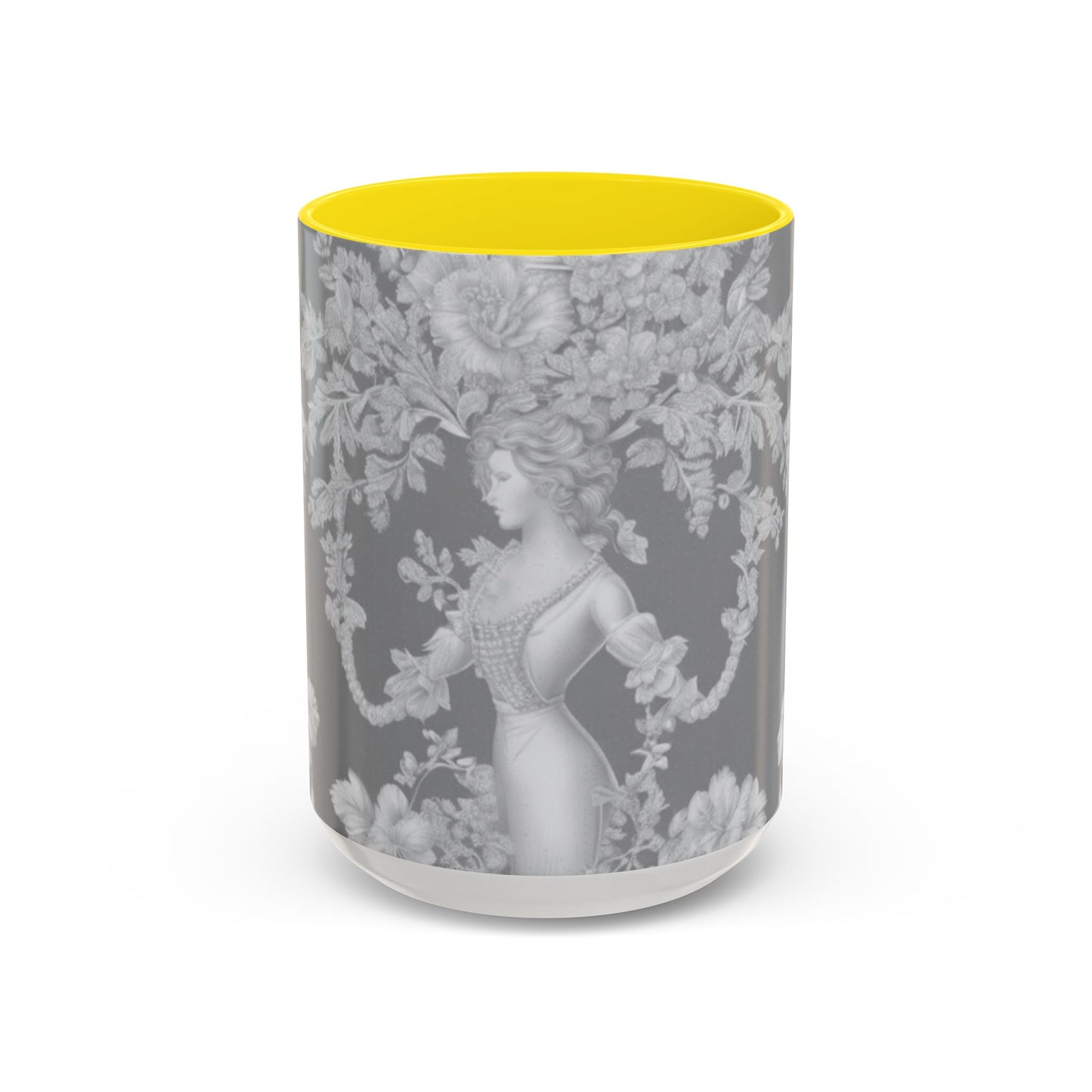 Accent Coffee Mug (11, 15oz), Pearl Lady Toile/Slate, Various Colors