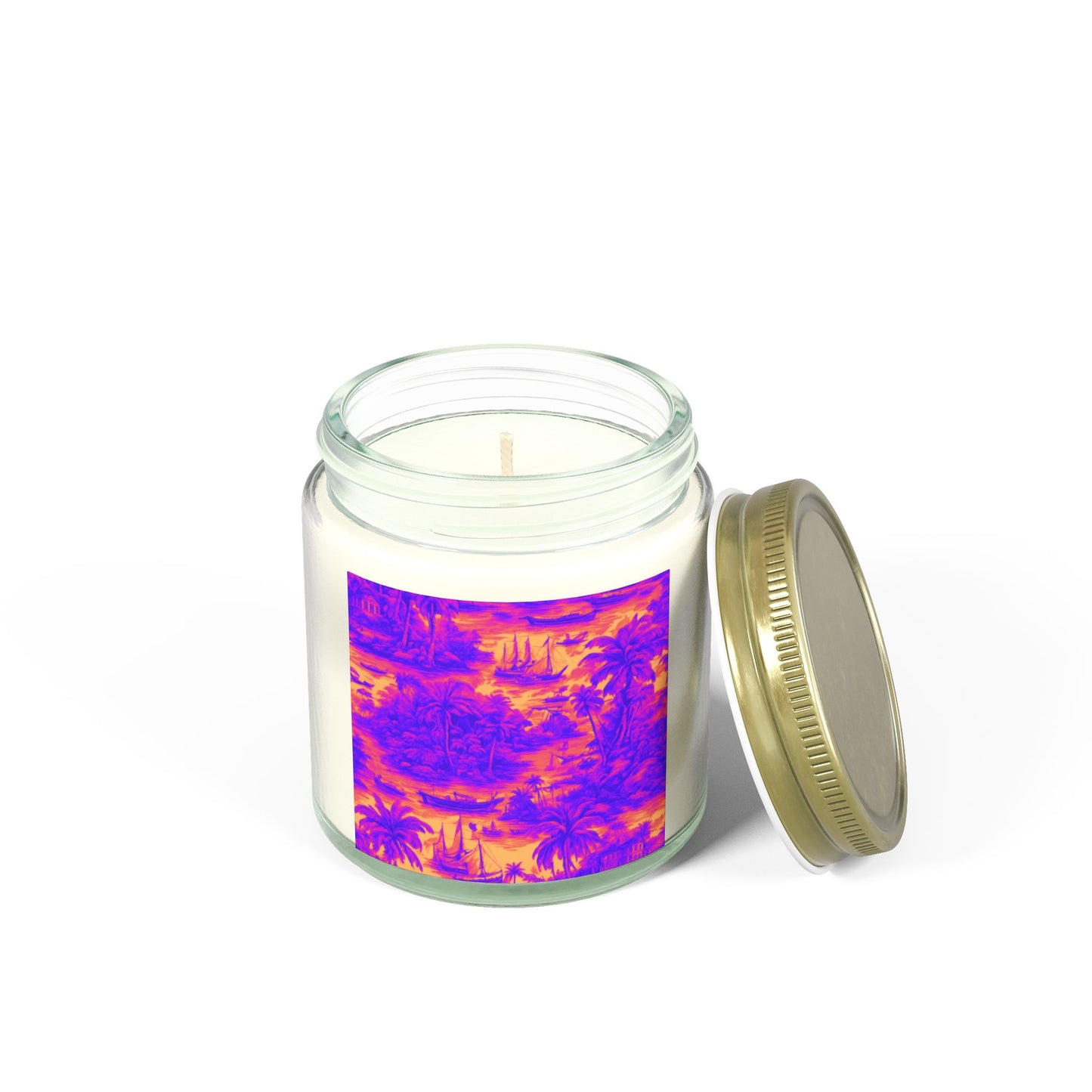 Scented Candles, Coconut Apricot Wax (4oz, 9oz) - Crazy Cool Tropical Toile