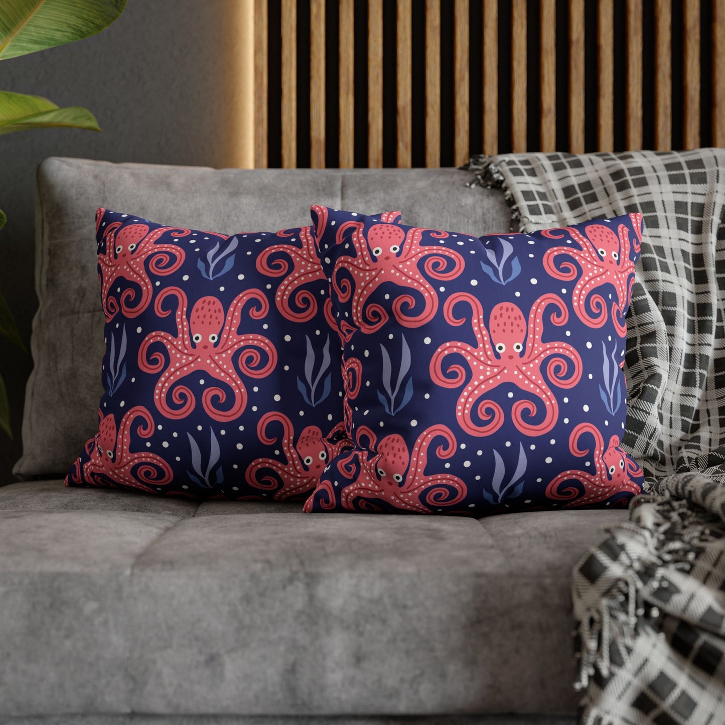 Faux Suede Square Pillowcase - Twisted Tentacle Octopus