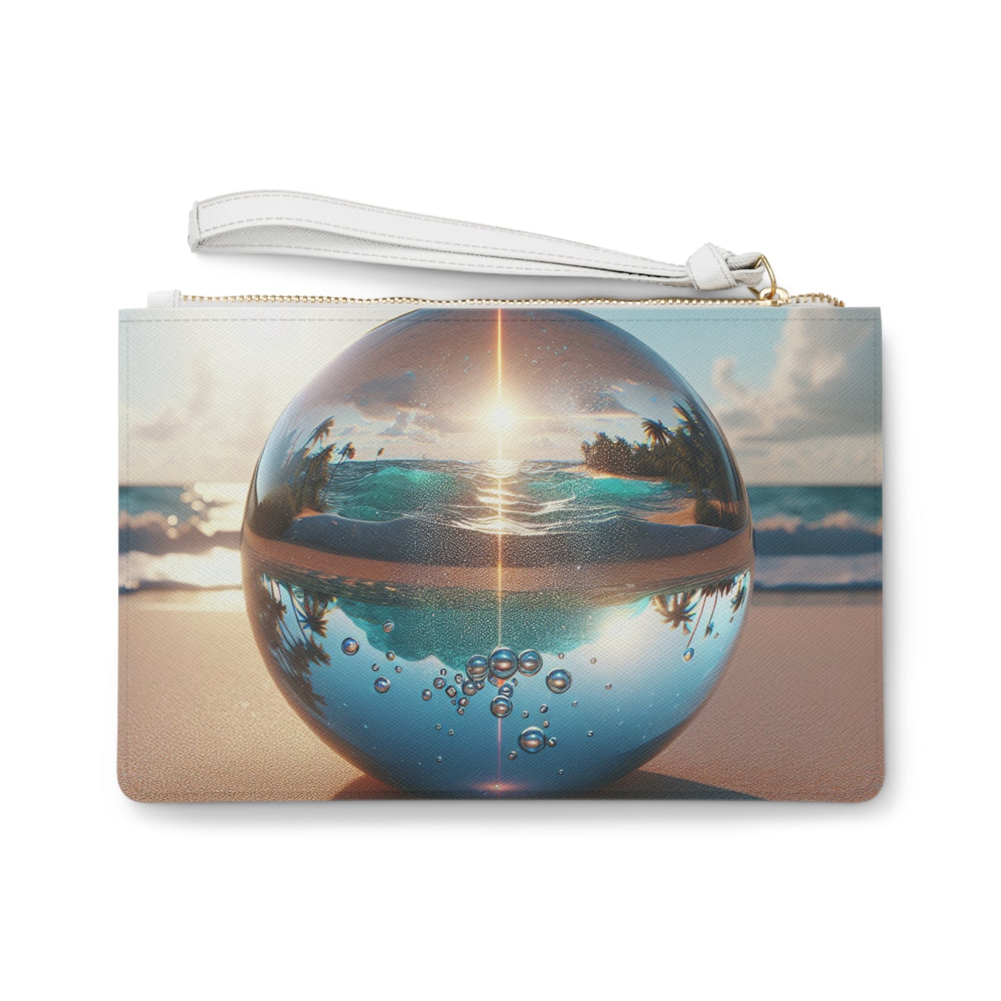 Tropical Faux Leather Clutch Bag - Perfect for Beach Adventures & Summer Vacations / Beach Illusion Ball