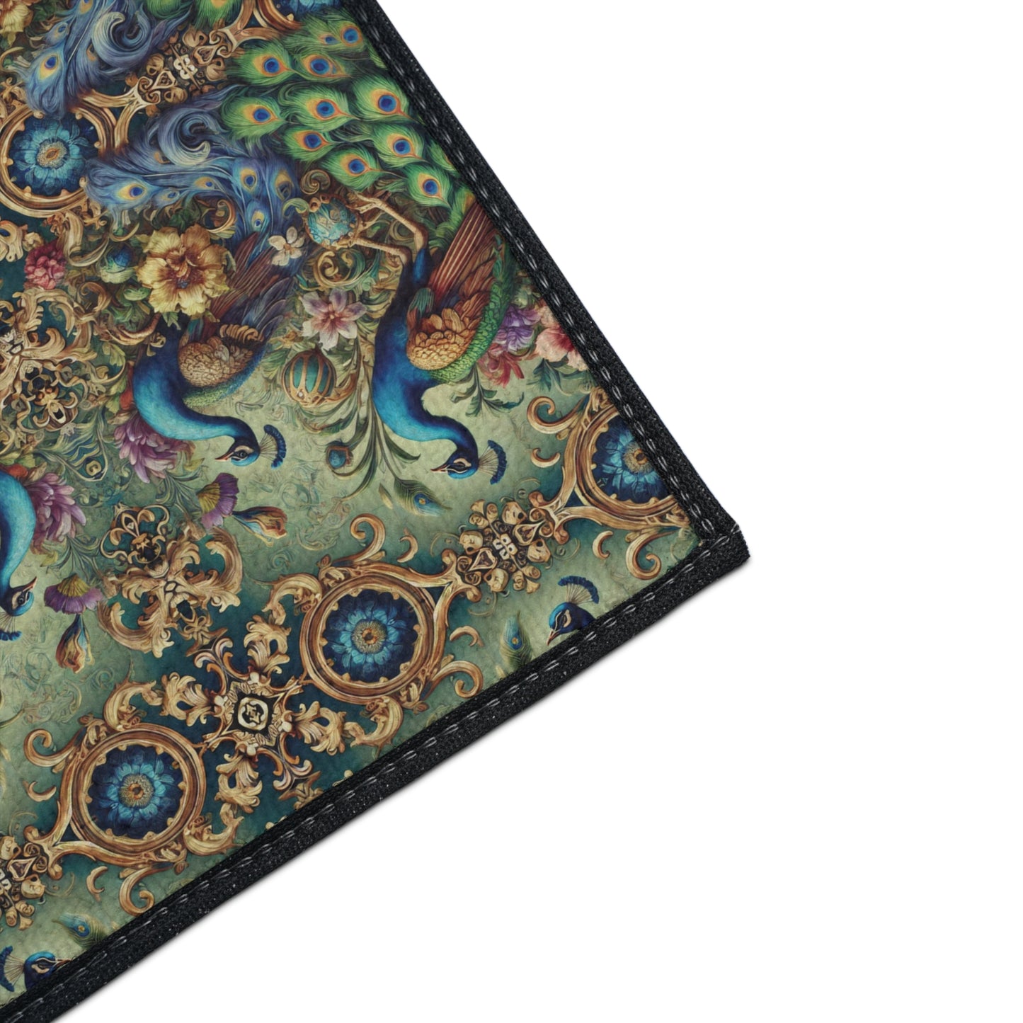 Heavy Duty Floor Mat, 5 Sizes – Tropical Area Rug for Home Décor / Kaleido Peacock Royals