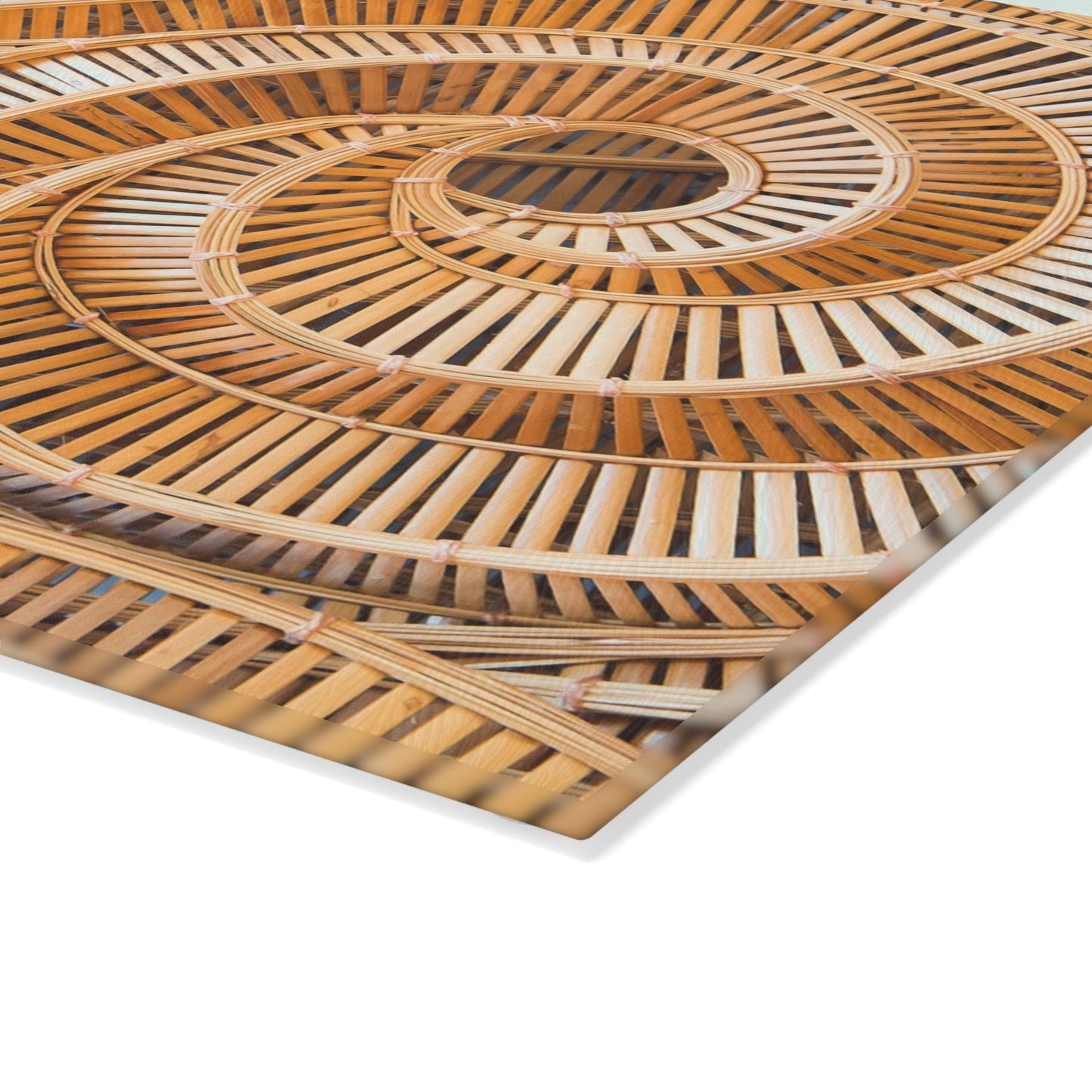 Glass Cutting Board, 2 sizes - Natural Bamboo Spiral